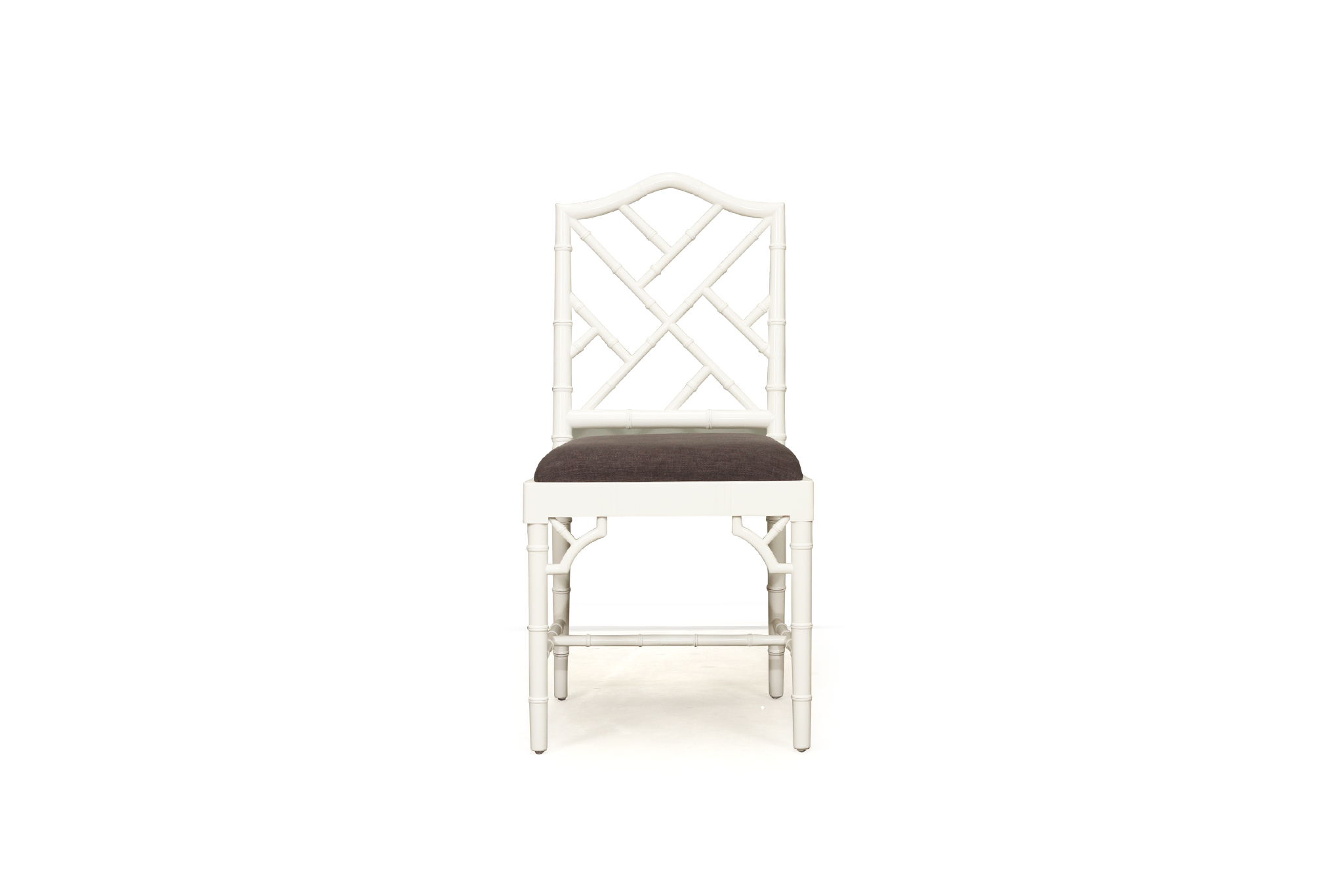 Chippendale Dining Chair - White with Charcoal Fabric - Image 2