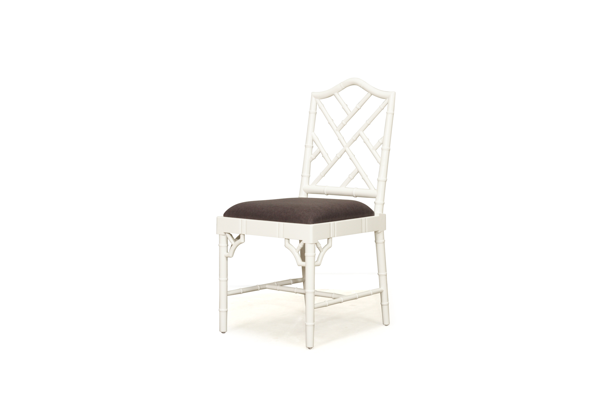 Chippendale Dining Chair - White with Charcoal Fabric - Image 4