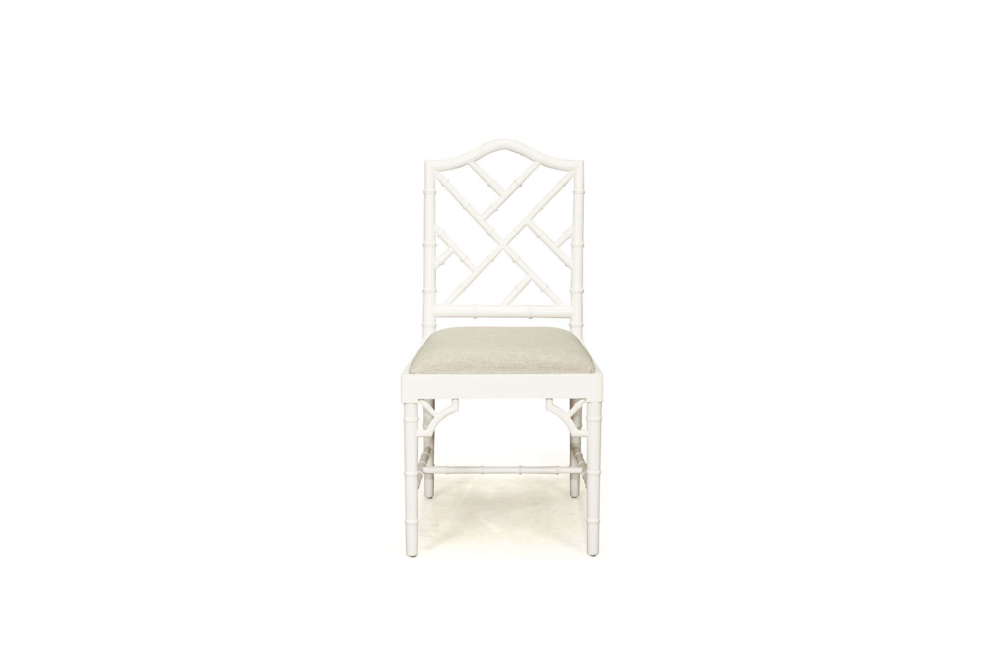 Chippendale Dining Chair - White with Linen Fabric