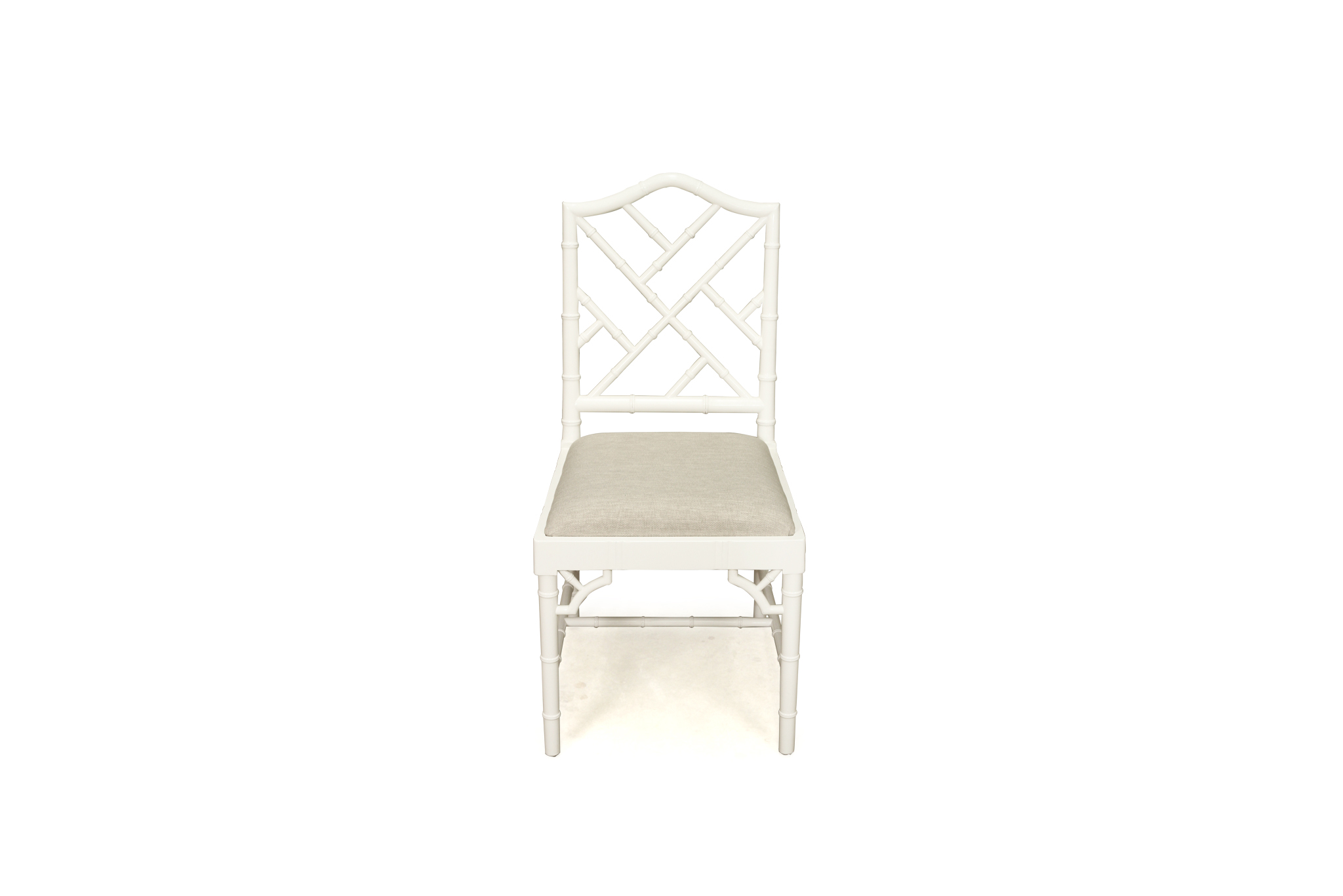 Chippendale Dining Chair - White with Linen Fabric - Image 3