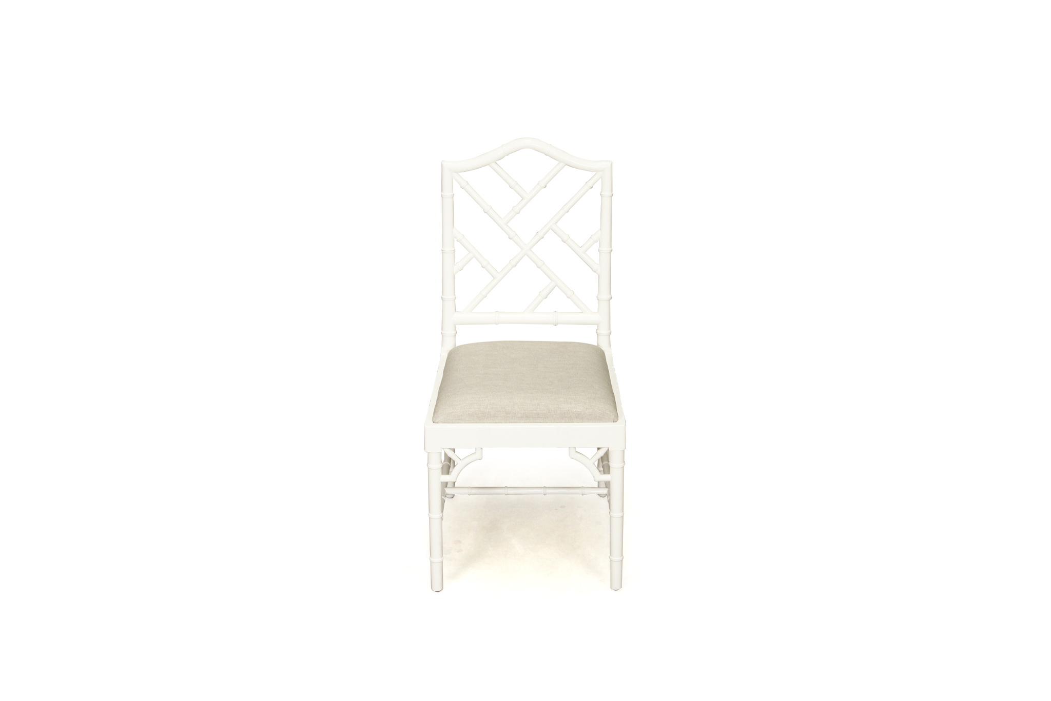 Chippendale Dining Chair - White with Linen Fabric - Image 4