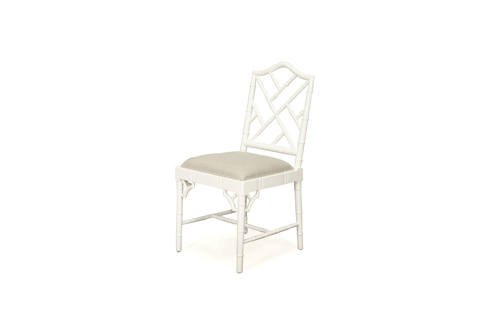Chippendale Dining Chair - White with Linen Fabric - Image 5