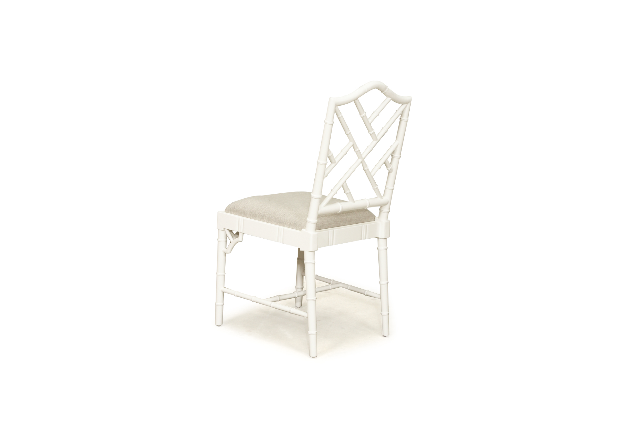 Chippendale Dining Chair - White with Linen Fabric - Image 7