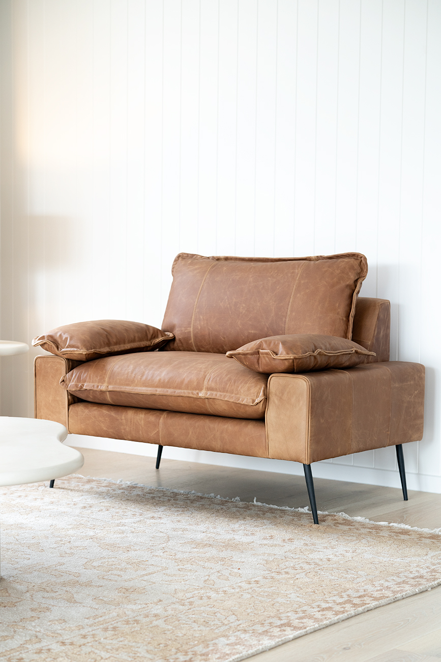 Marly 1 Seater Sofa - Cognac Leather - Image 15