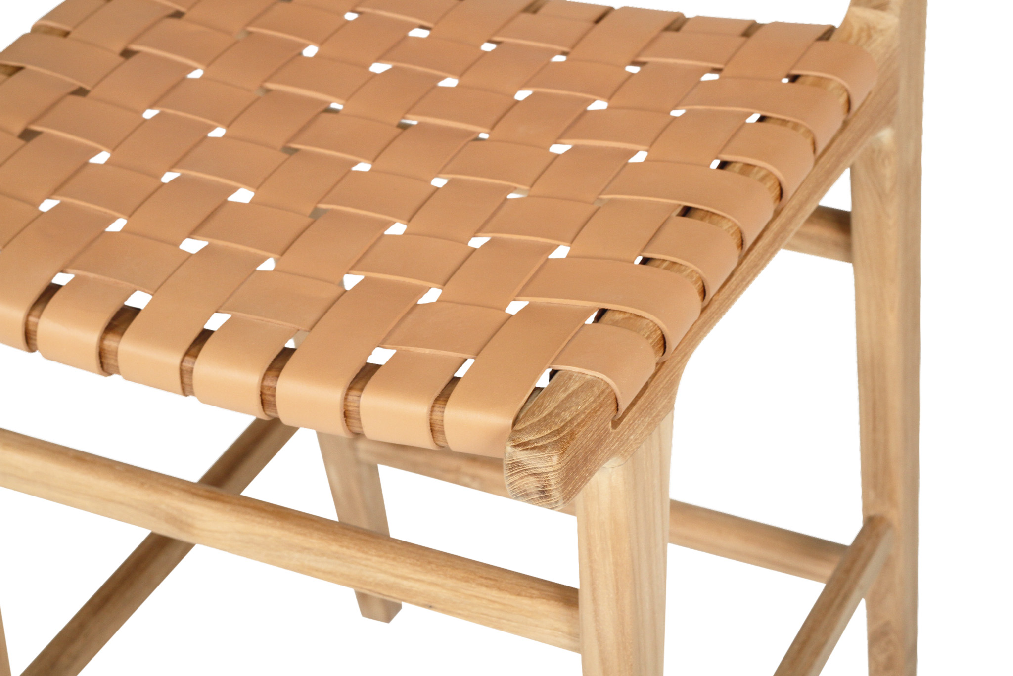Pasadena Leather Counter Stool - Natural - Woven - Image 7
