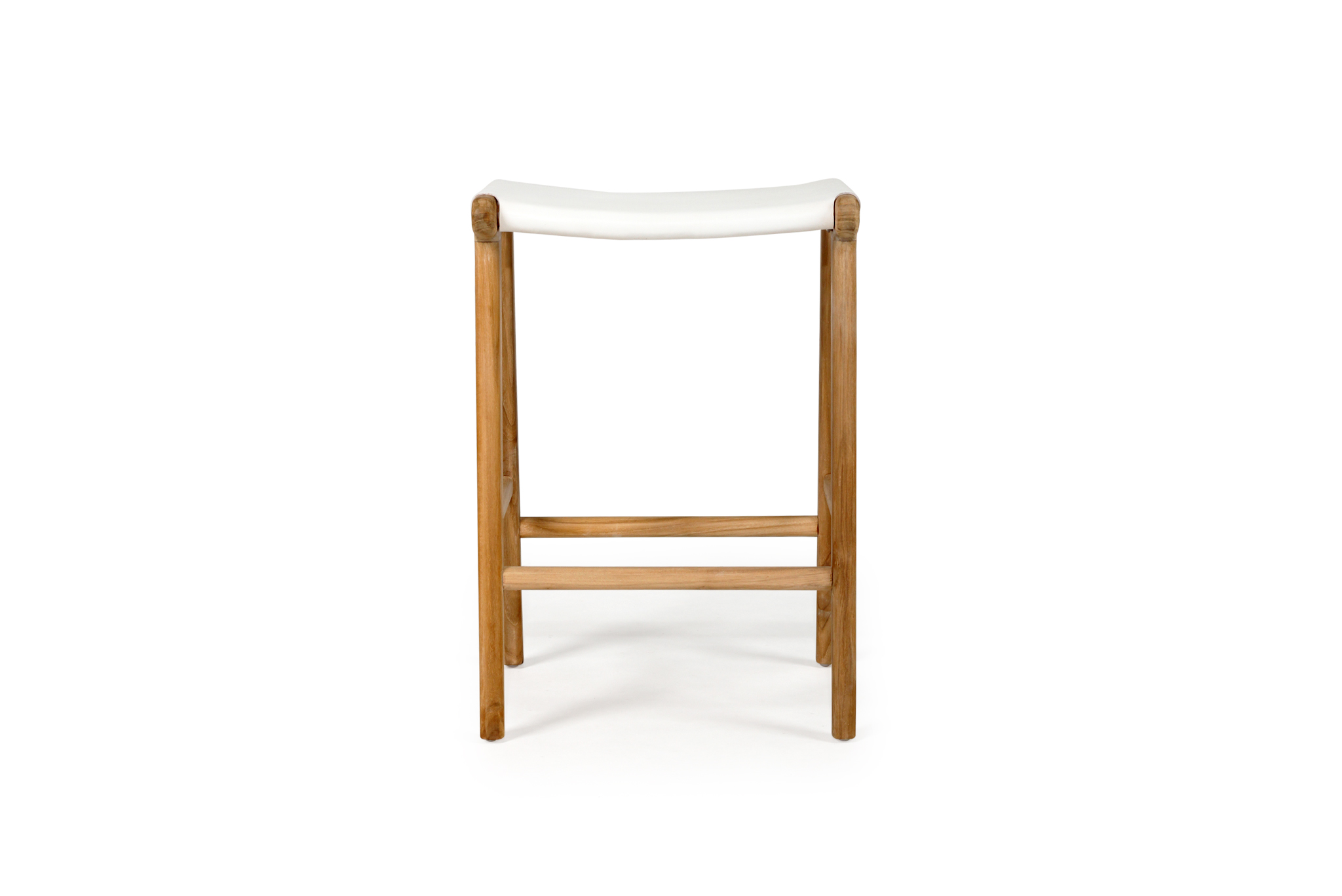 Pasadena Leather Saddle Stool - White - Flat