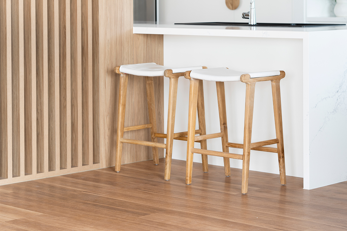 Pasadena Leather Saddle Stool - White - Flat - Image 15