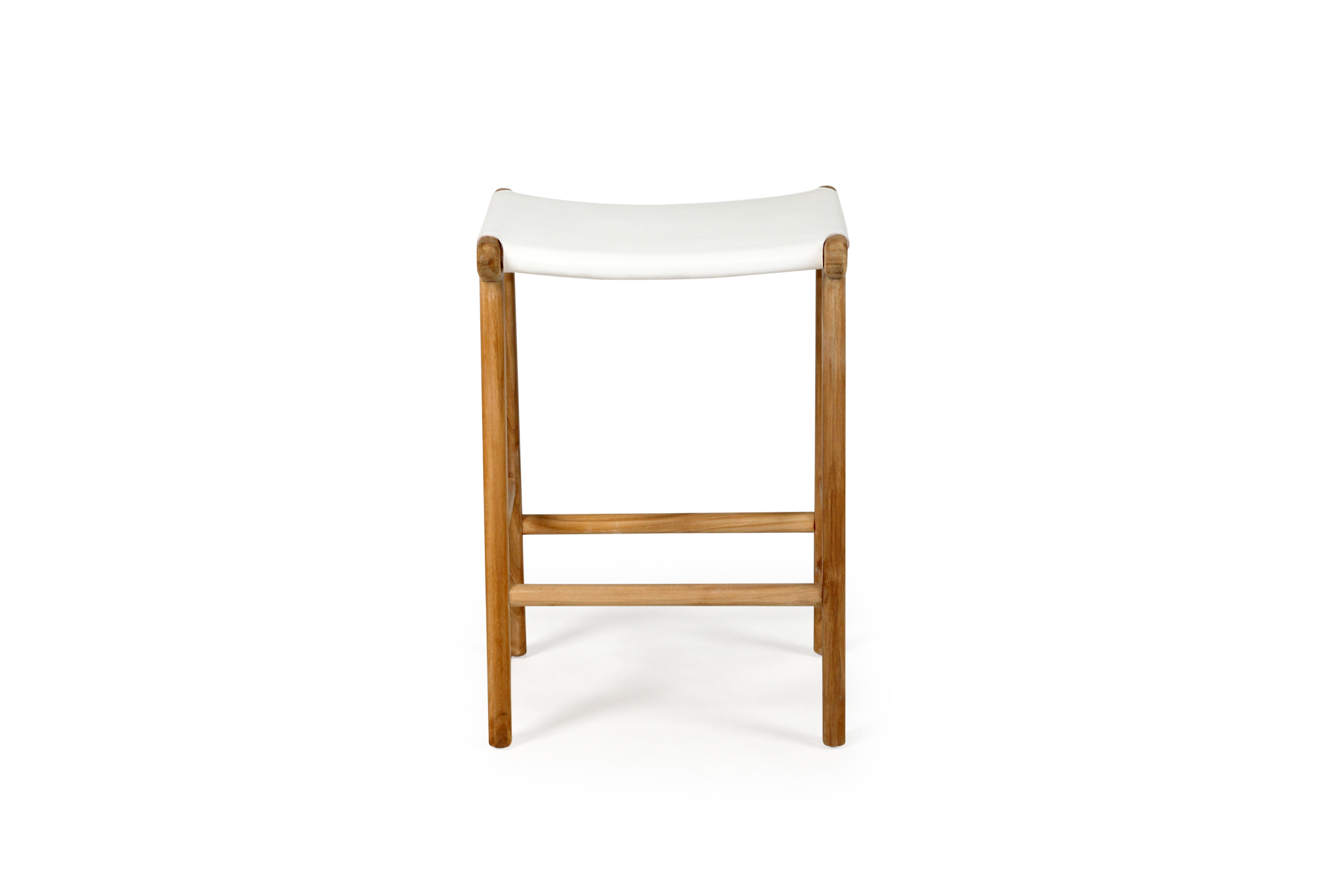 Pasadena Leather Saddle Stool - White - Flat - Image 7
