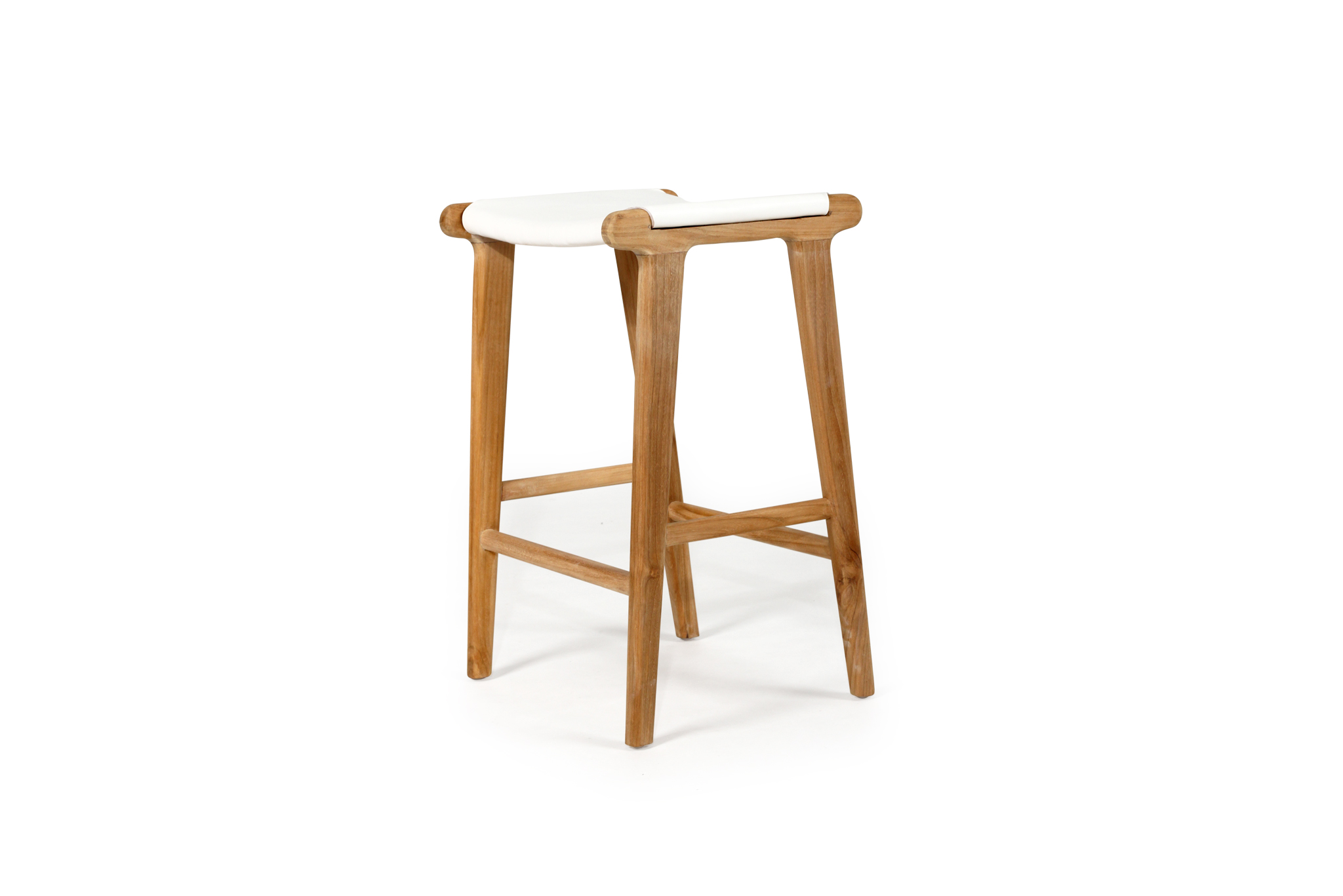 Pasadena Leather Saddle Stool - White - Flat - Image 3