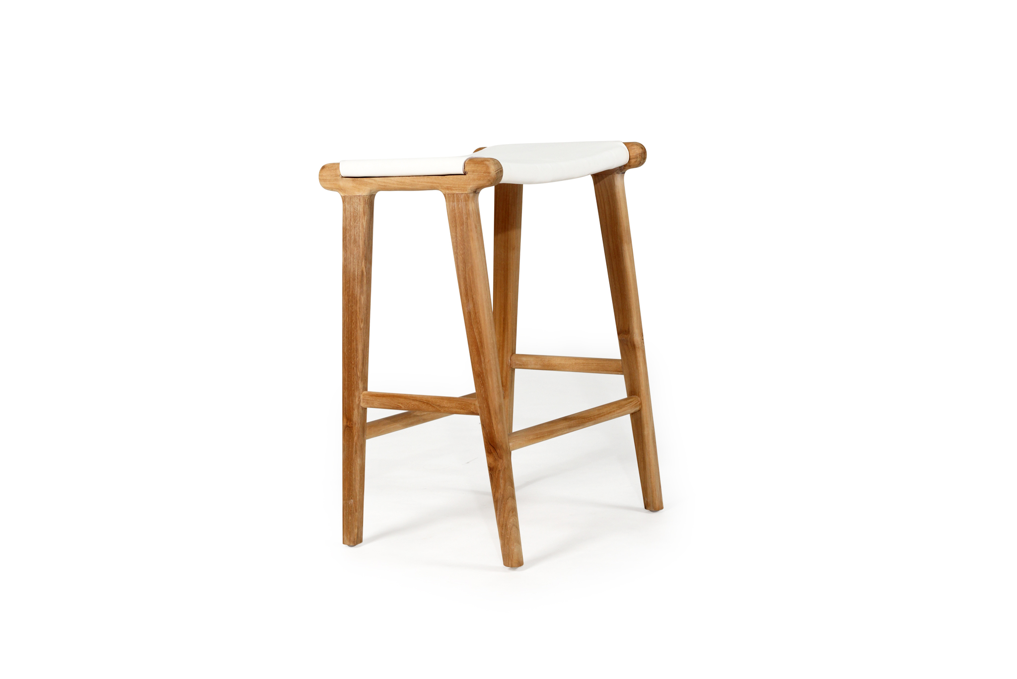 Pasadena Leather Saddle Stool - White - Flat - Image 5