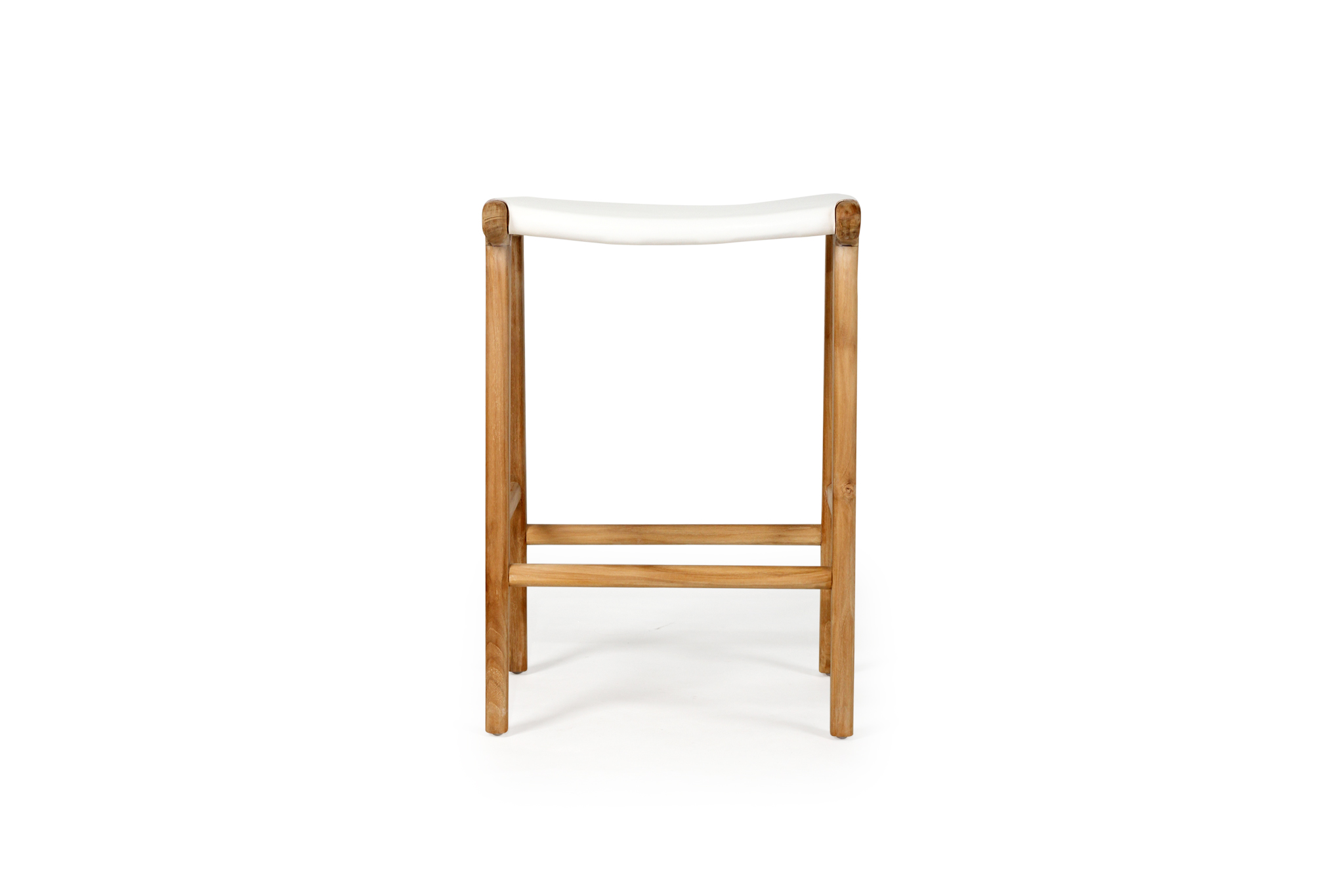 Pasadena Leather Saddle Stool - White - Flat - Image 6