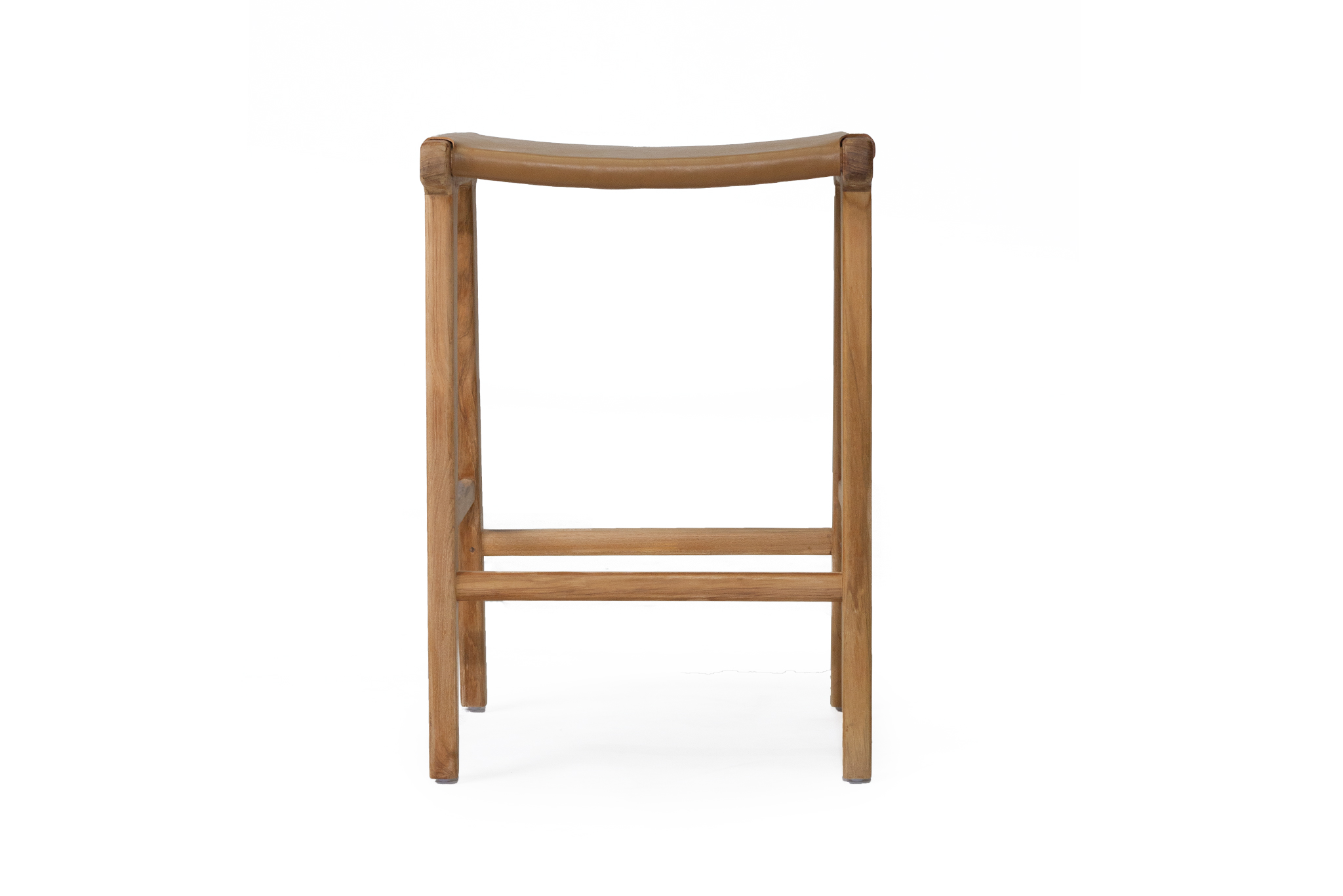 Pasadena Leather Saddle Stool - Flat Tan