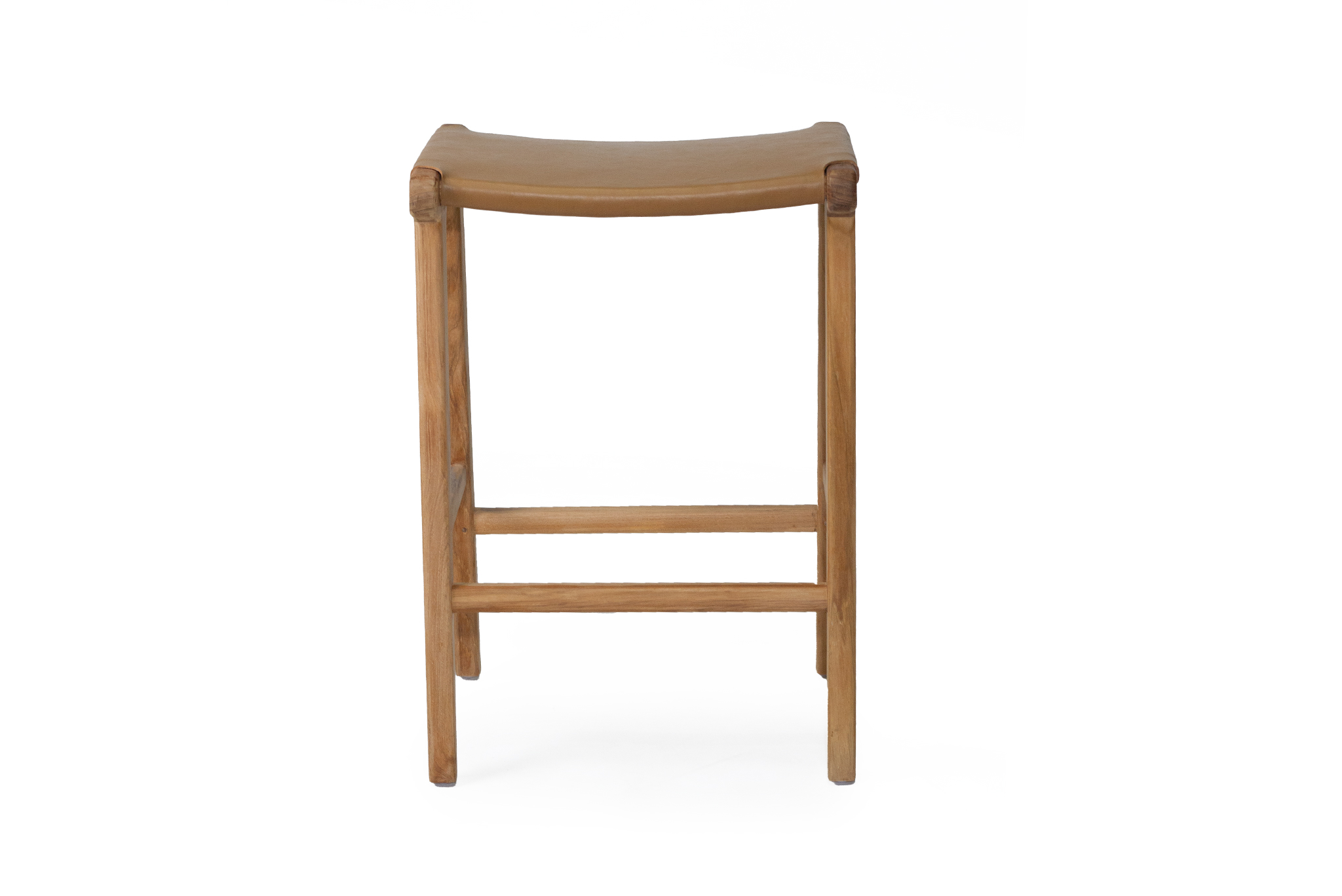 Pasadena Leather Saddle Stool - Flat Tan - Image 3