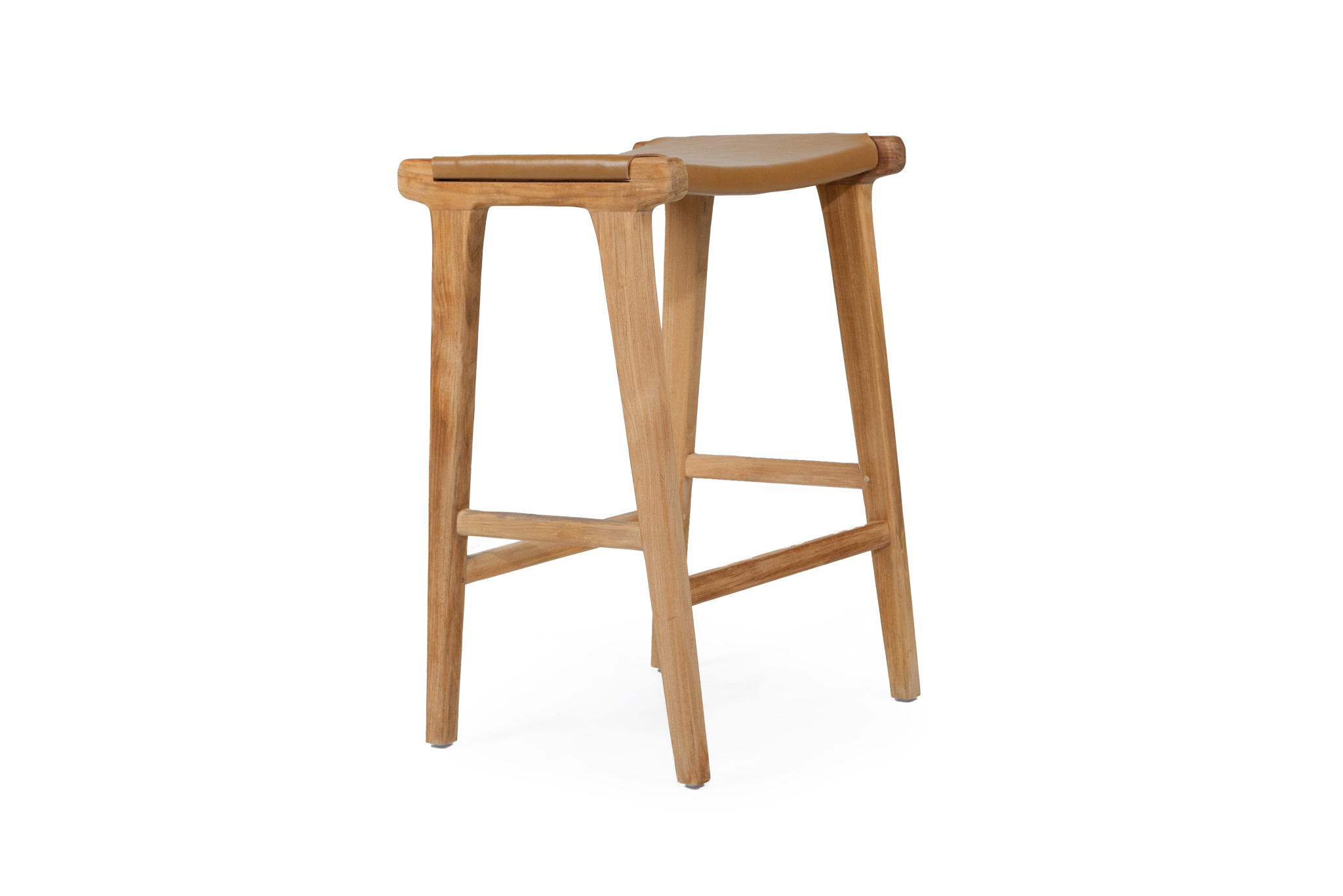 Pasadena Leather Saddle Stool - Flat Tan - Image 2