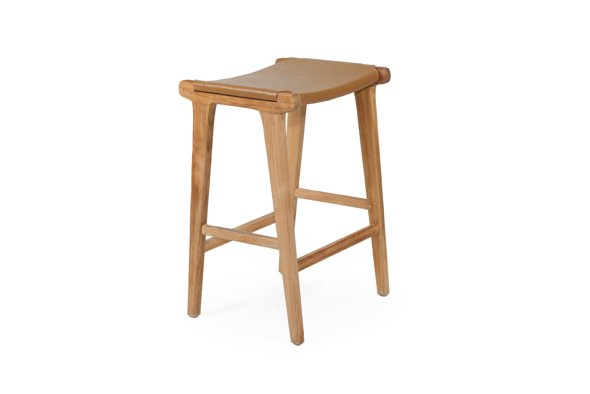 Pasadena Leather Saddle Stool - Flat Tan - Image 4