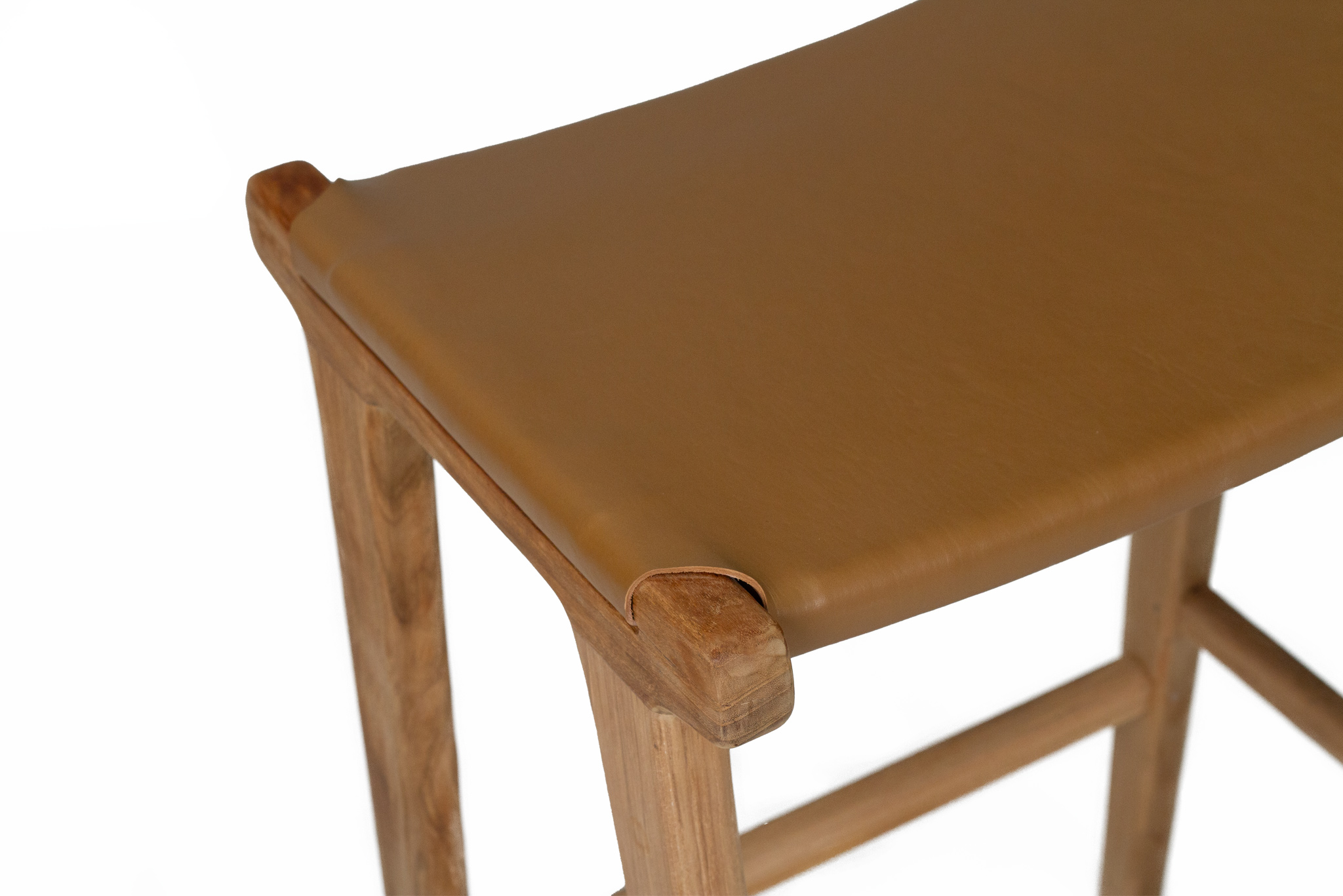 Pasadena Leather Saddle Stool - Flat Tan - Image 7