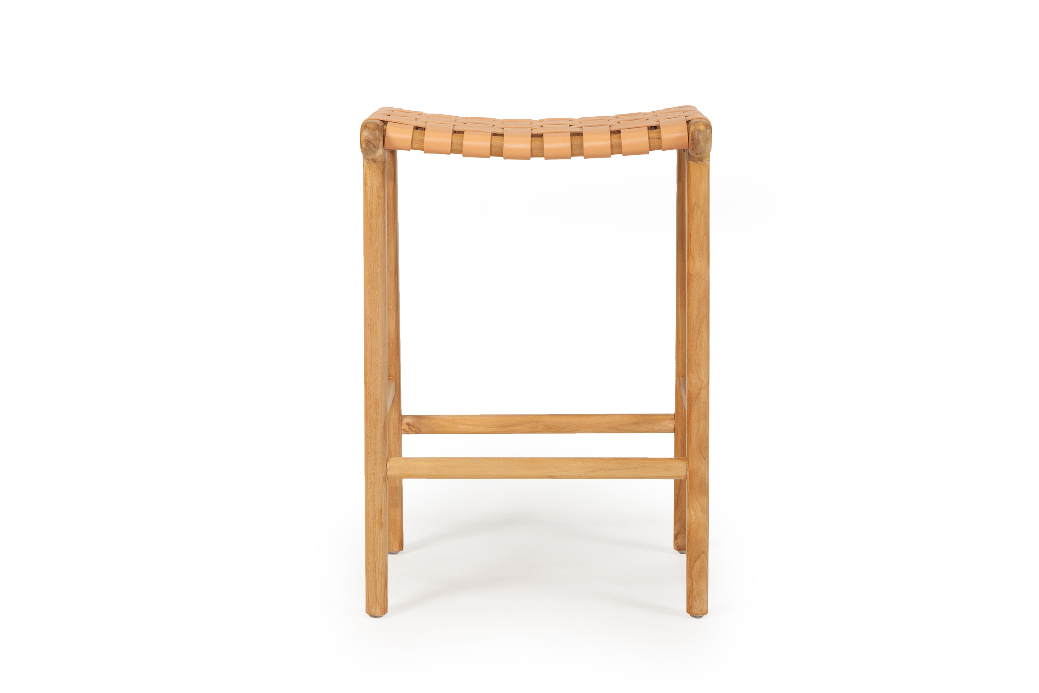 Pasadena Leather Saddle Stool - Woven Natural