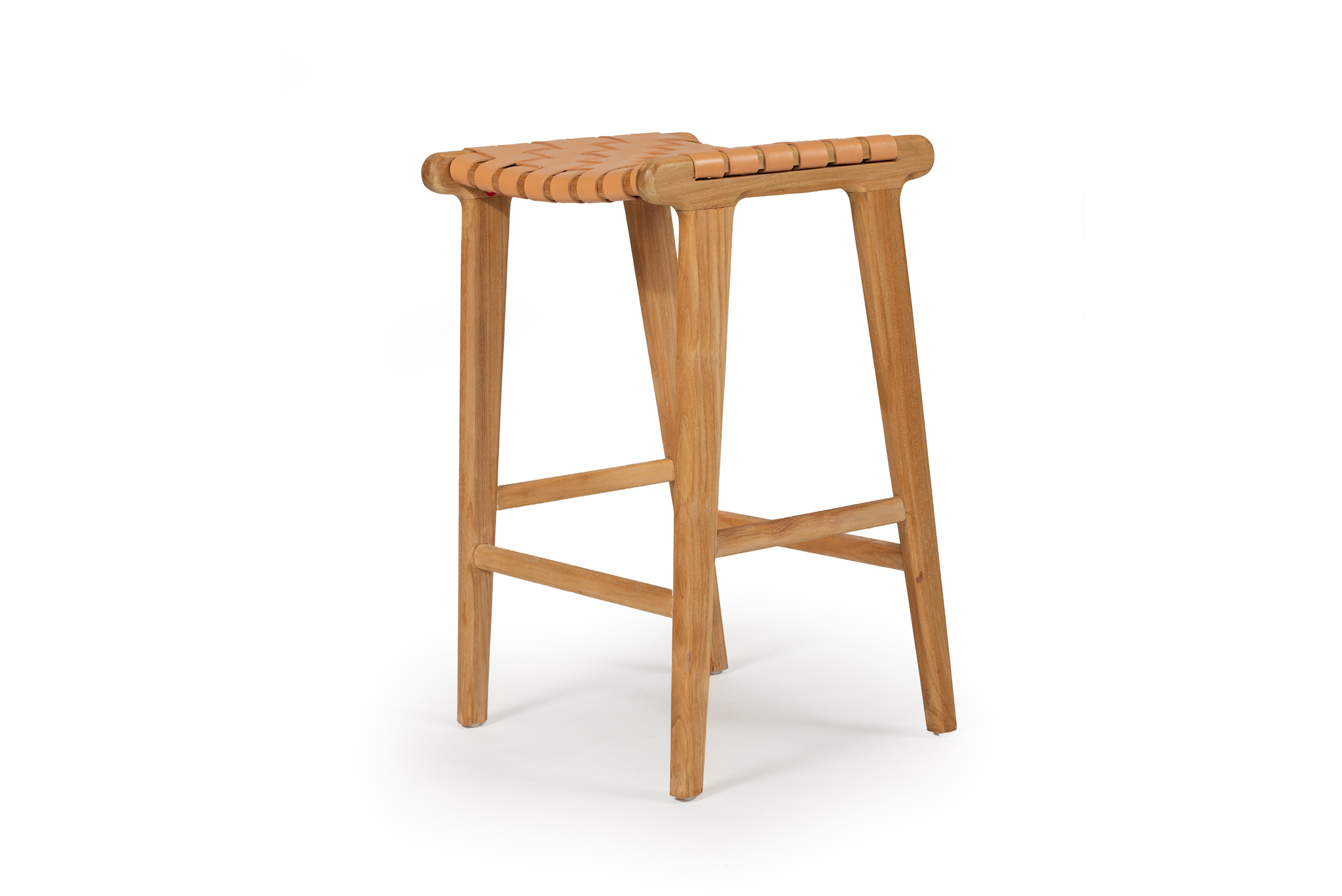 Pasadena Leather Saddle Stool - Woven Natural - Image 3