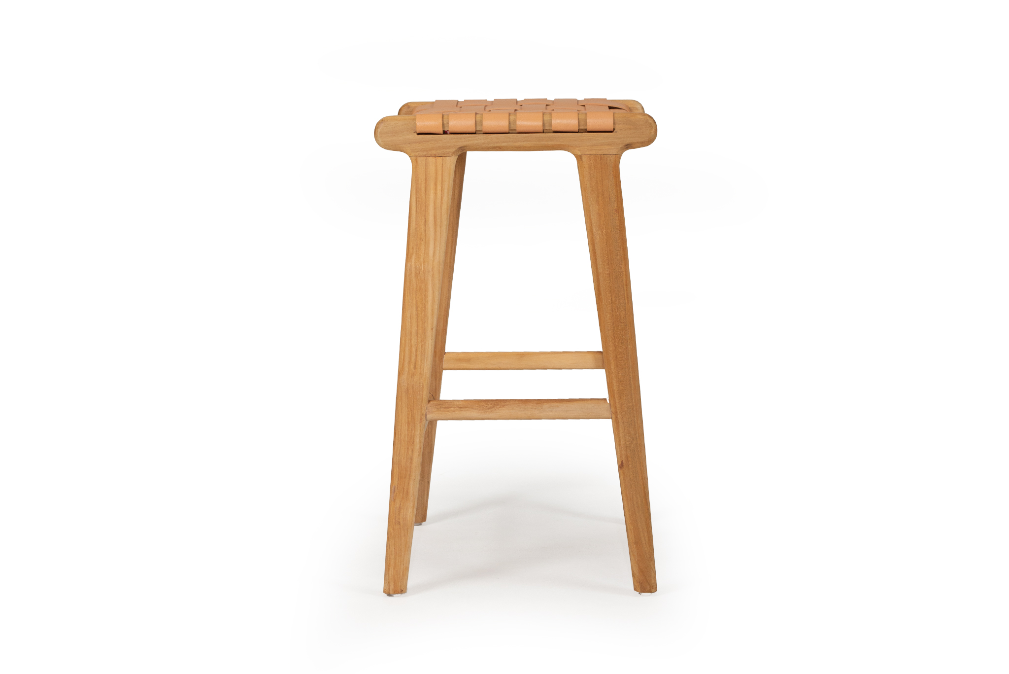 Pasadena Leather Saddle Stool - Woven Natural - Image 4