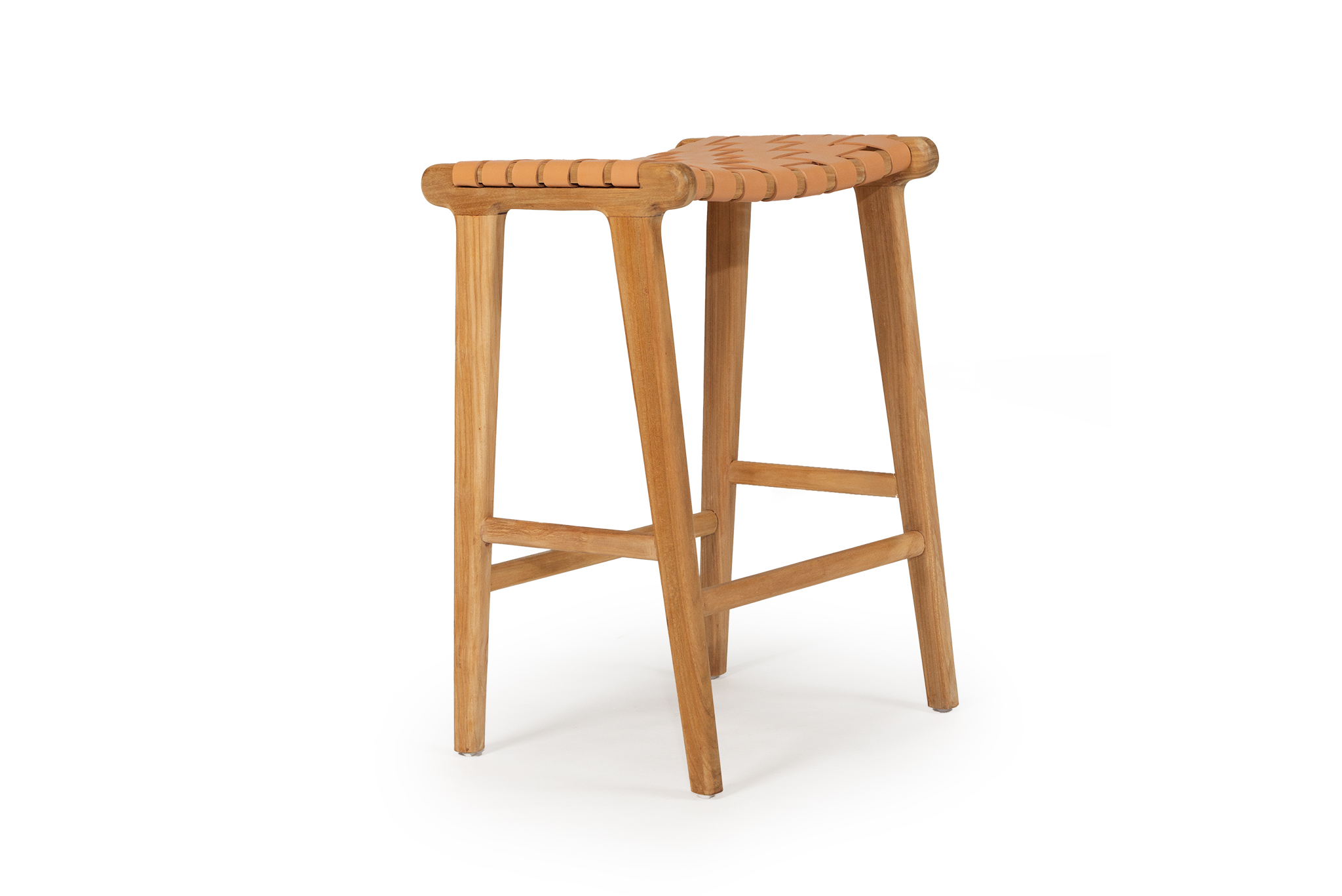 Pasadena Leather Saddle Stool - Woven Natural - Image 5