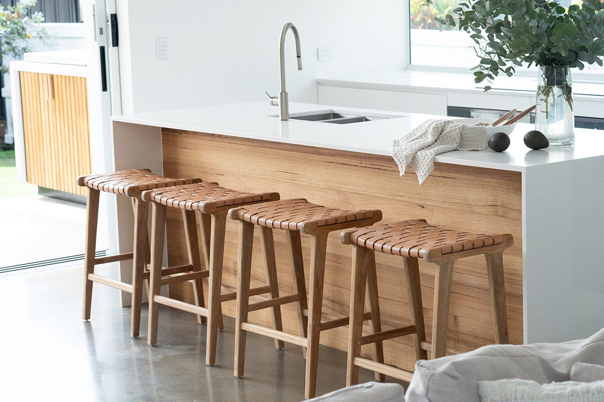 Pasadena Leather Saddle Stool - Woven Natural - Image 10