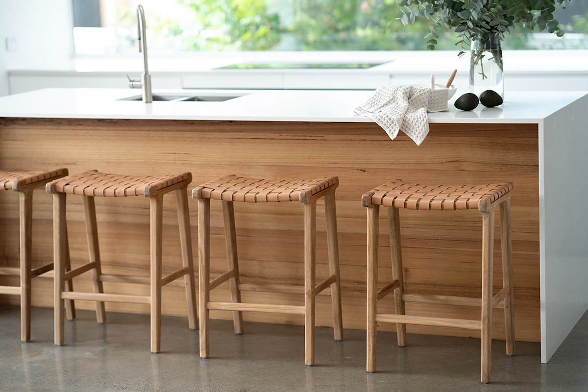 Pasadena Leather Saddle Stool - Woven Natural - Image 11