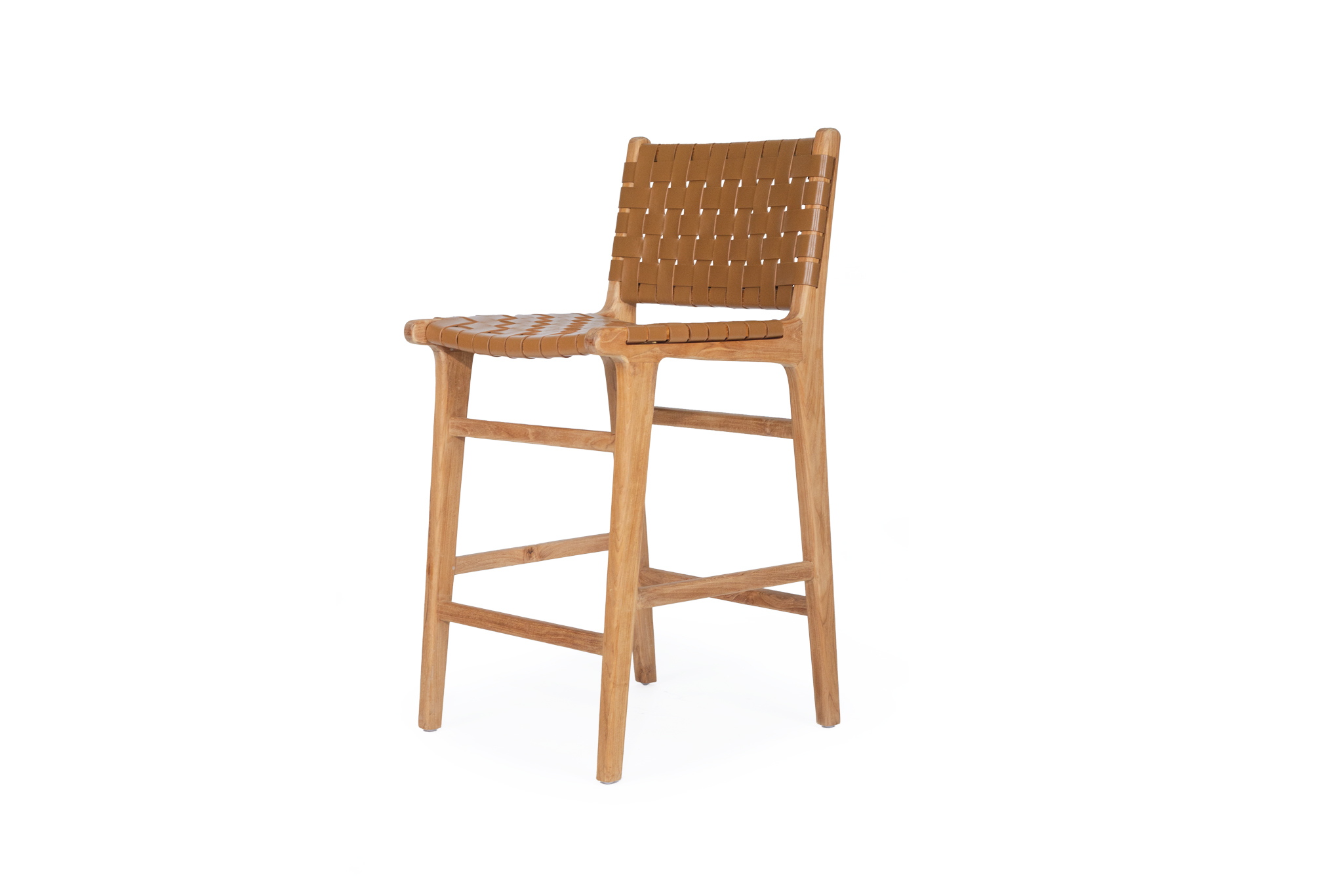 Pasadena Leather Counter Stool - Tan- Woven