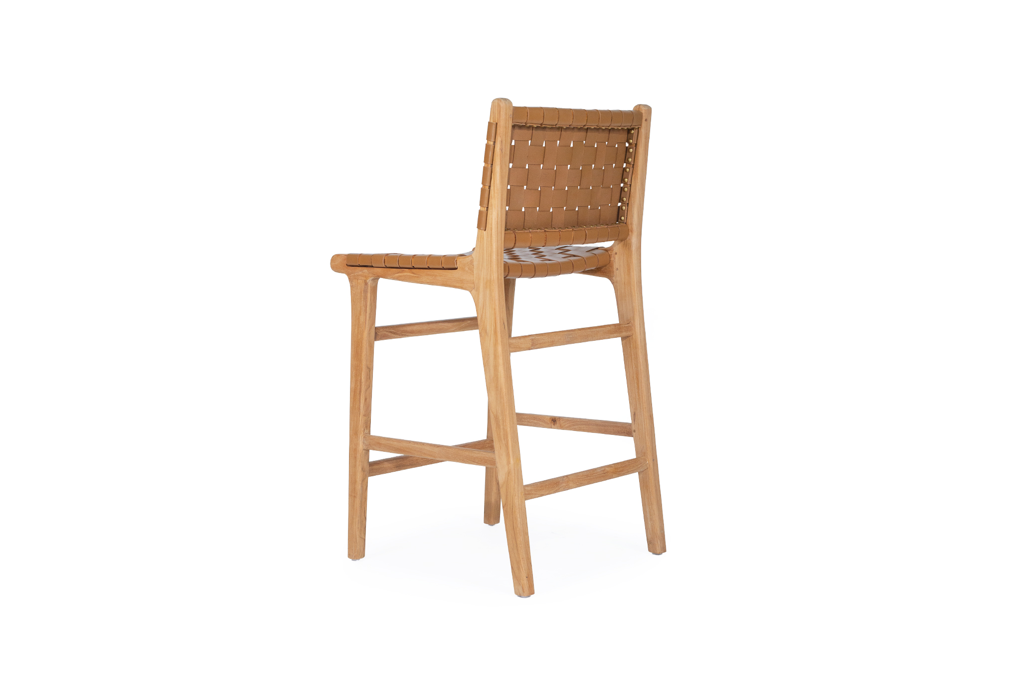 Pasadena Leather Counter Stool - Tan- Woven - Image 3