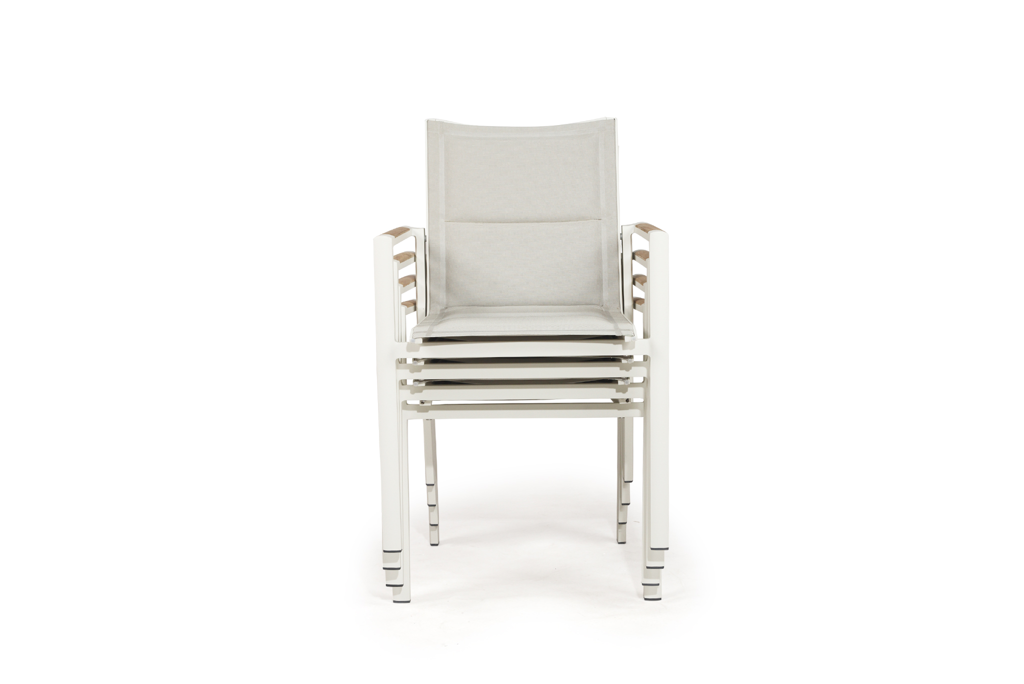 Roberto Stackable Outdoor Dining Chair - Pearl White - Set of 4 - Image 3