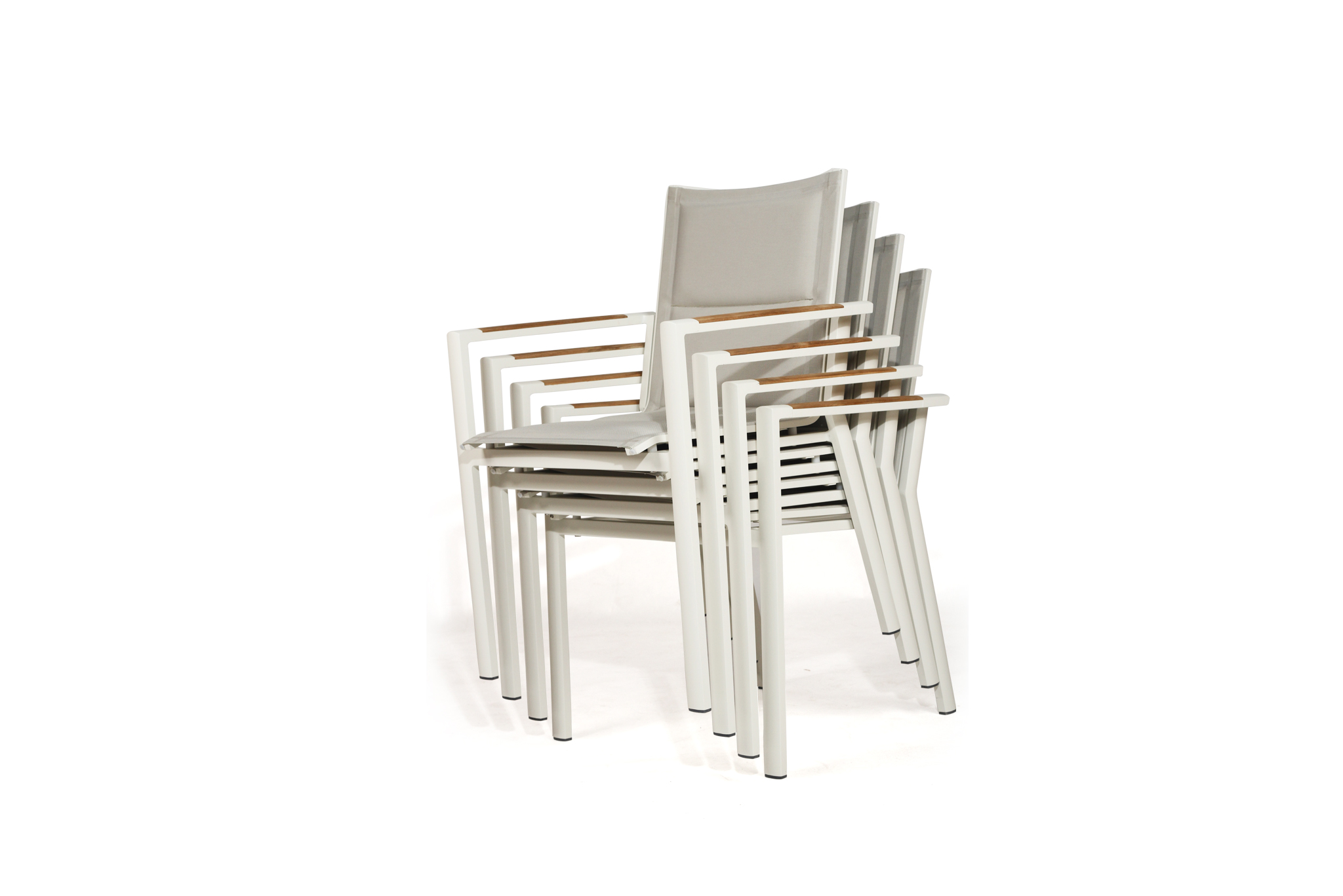 Roberto Stackable Outdoor Dining Chair - Pearl White - Set of 4 - Image 4