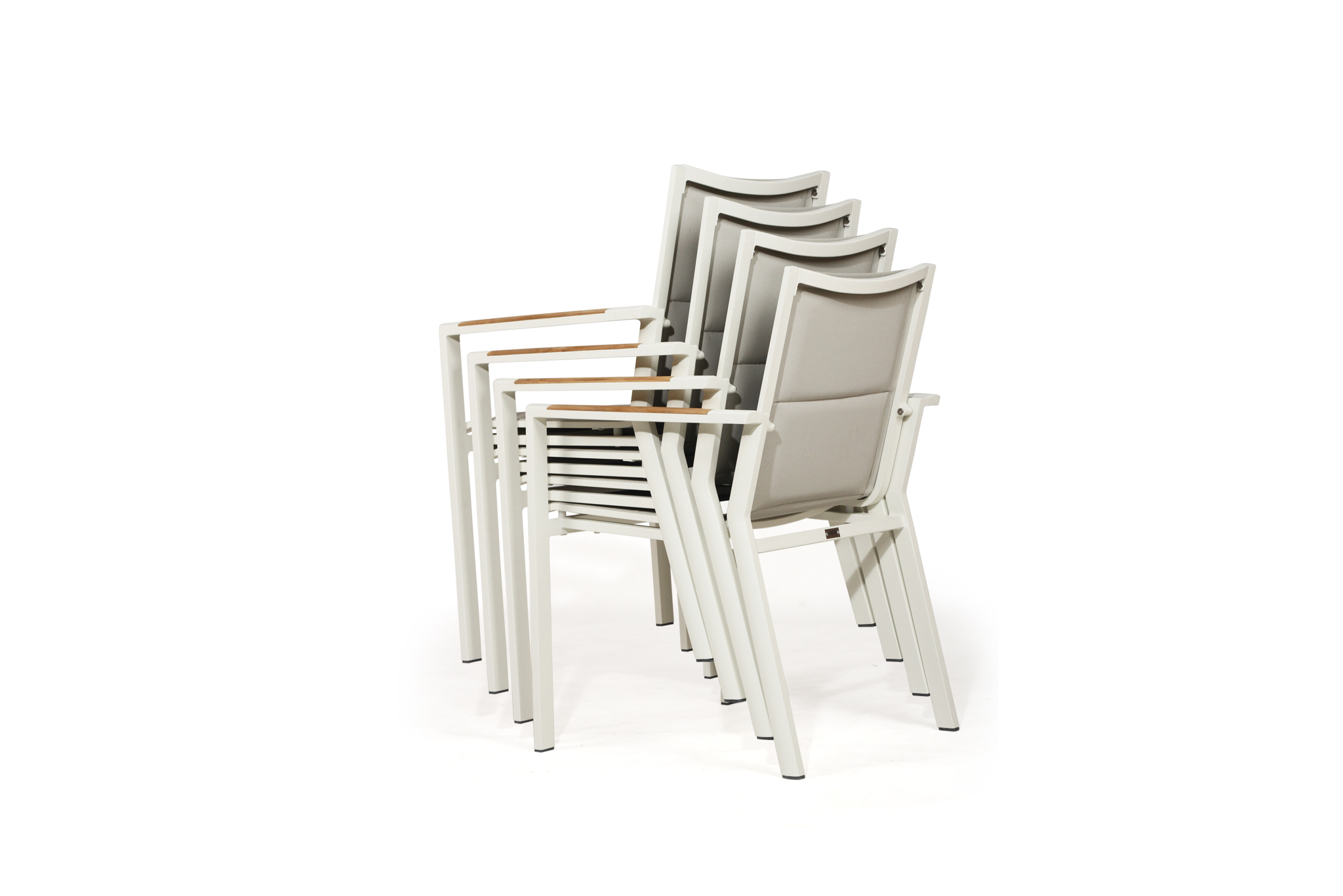 Roberto Stackable Outdoor Dining Chair - Pearl White - Set of 4 - Image 5