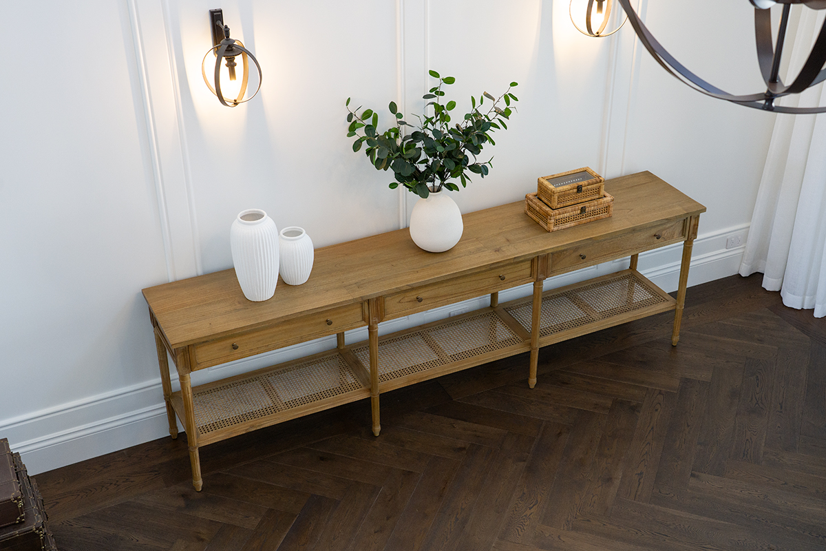 Hamilton Wide Console Table - Weathered Oak - 280cm - Image 10