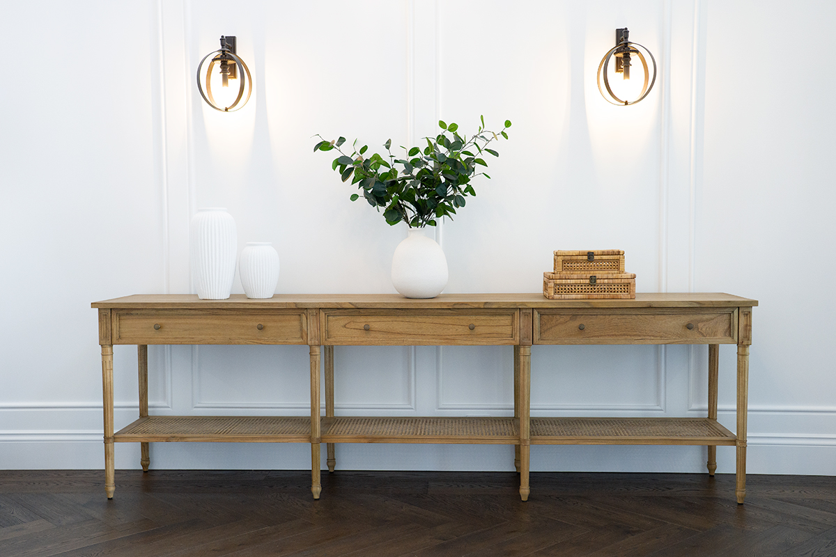 Hamilton Wide Console Table - Weathered Oak - 280cm - Image 2