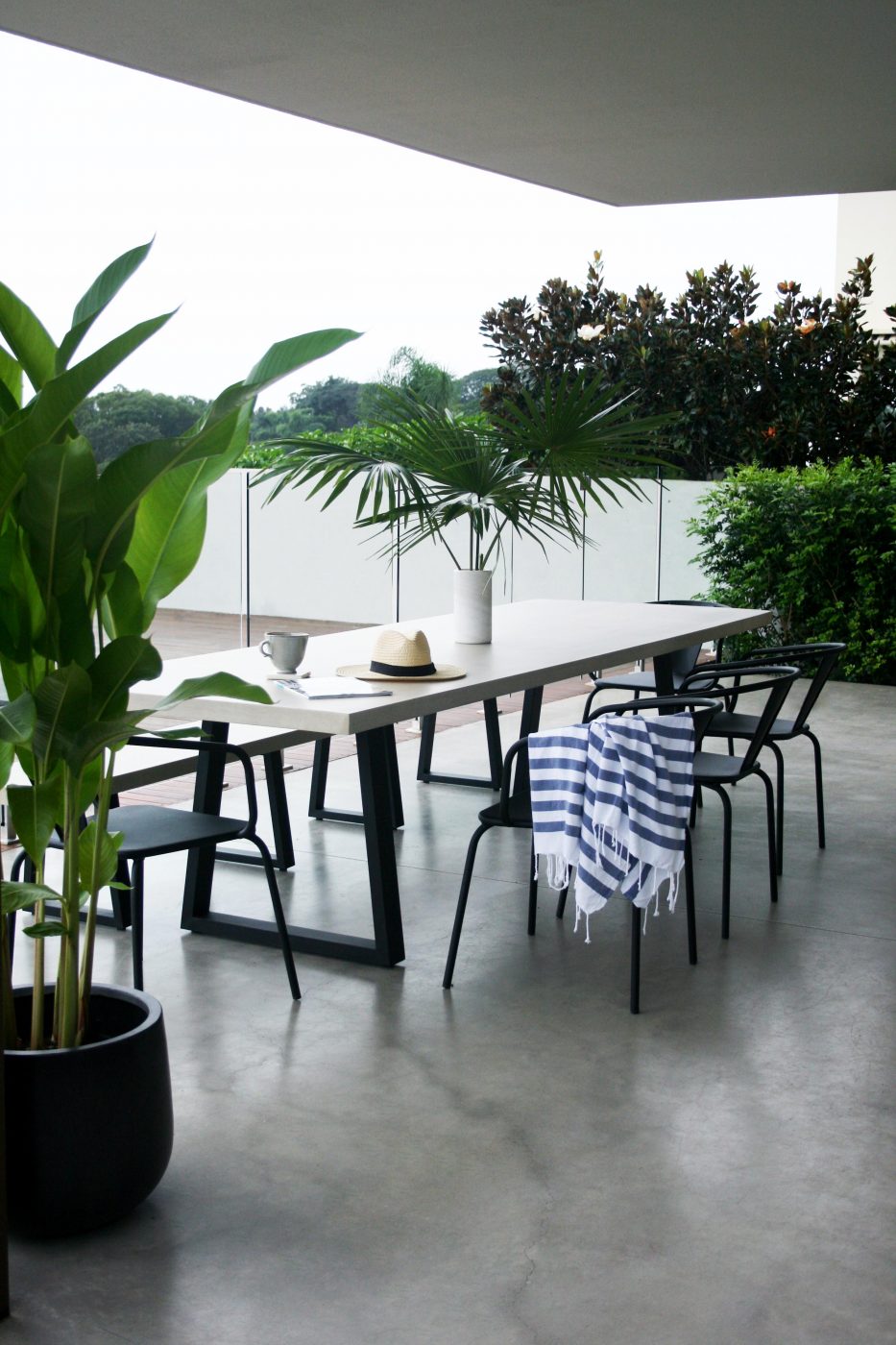 3.0m Sierra Elkstone Rectangular Dining Table - Beige with Black Powder Coated Legs