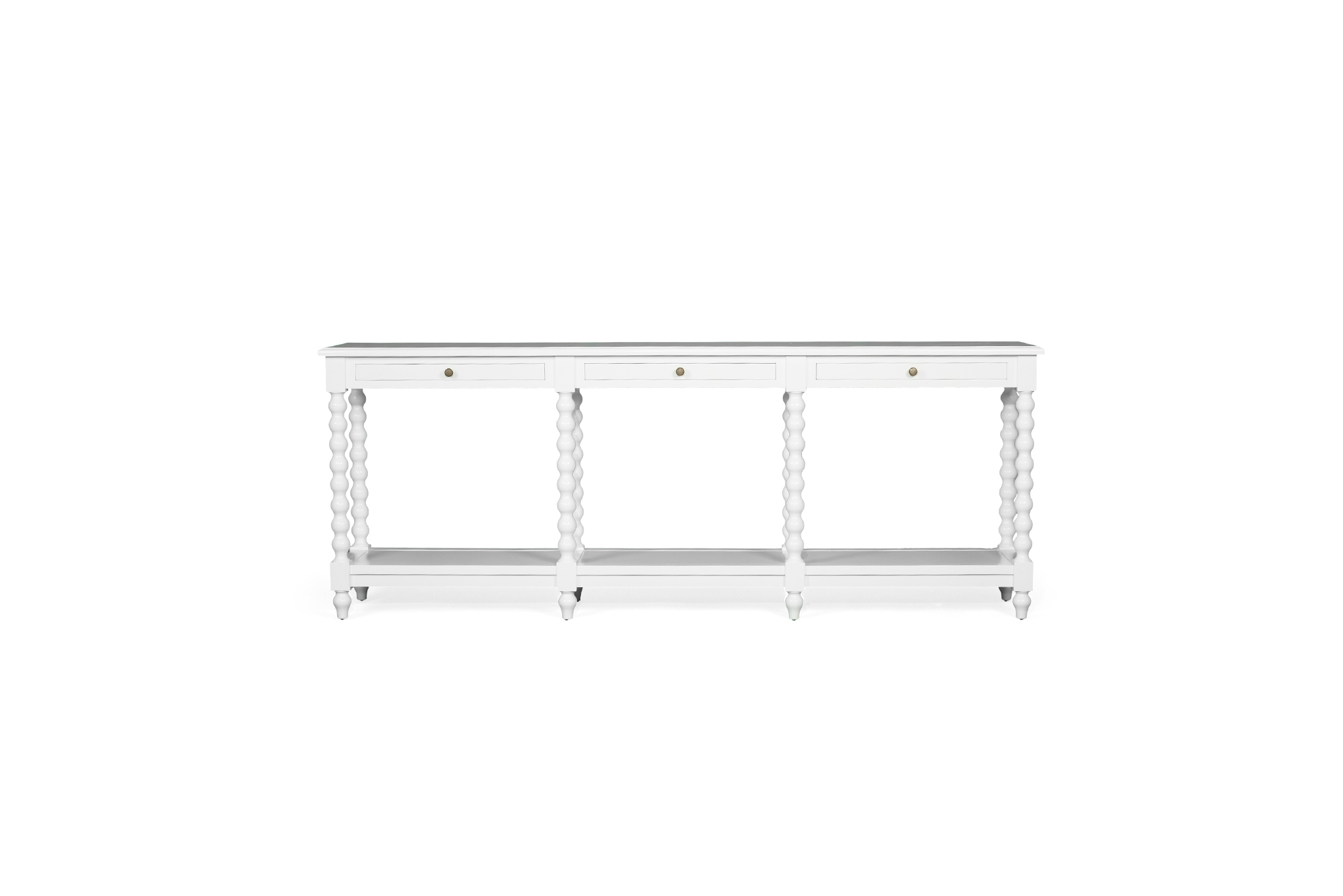 Stradbroke Bobbin Console Table - White - 3 Drawer - Image 2