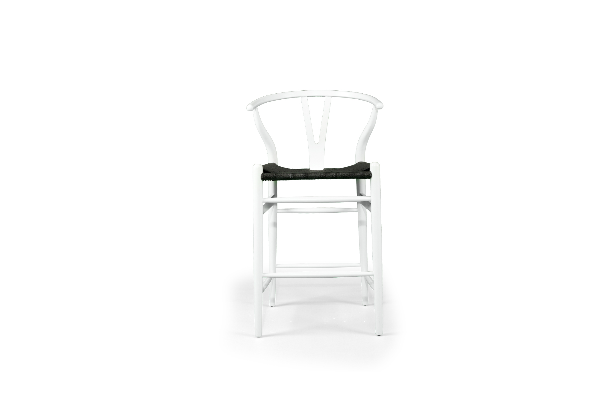 Wishbone Counter Stool - White with Charcoal Cord