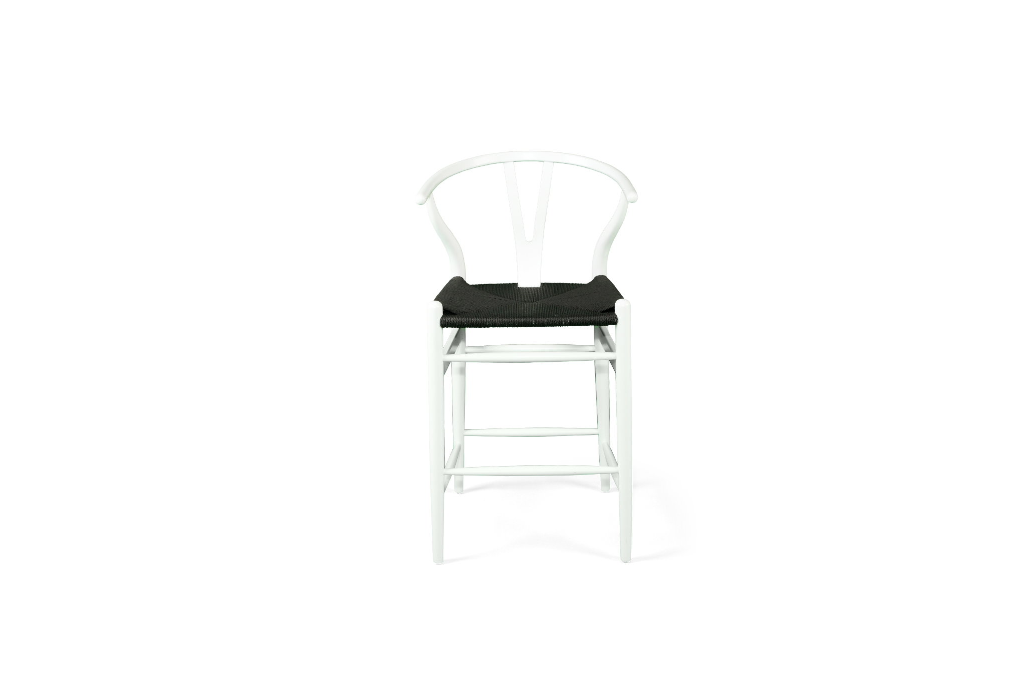 Wishbone Counter Stool - White with Charcoal Cord - Image 2