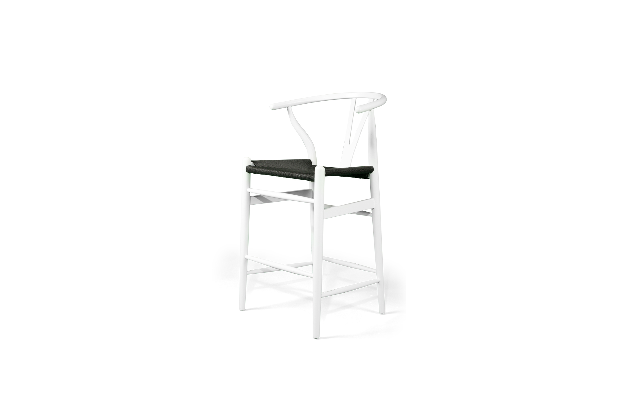 Wishbone Counter Stool - White with Charcoal Cord - Image 3