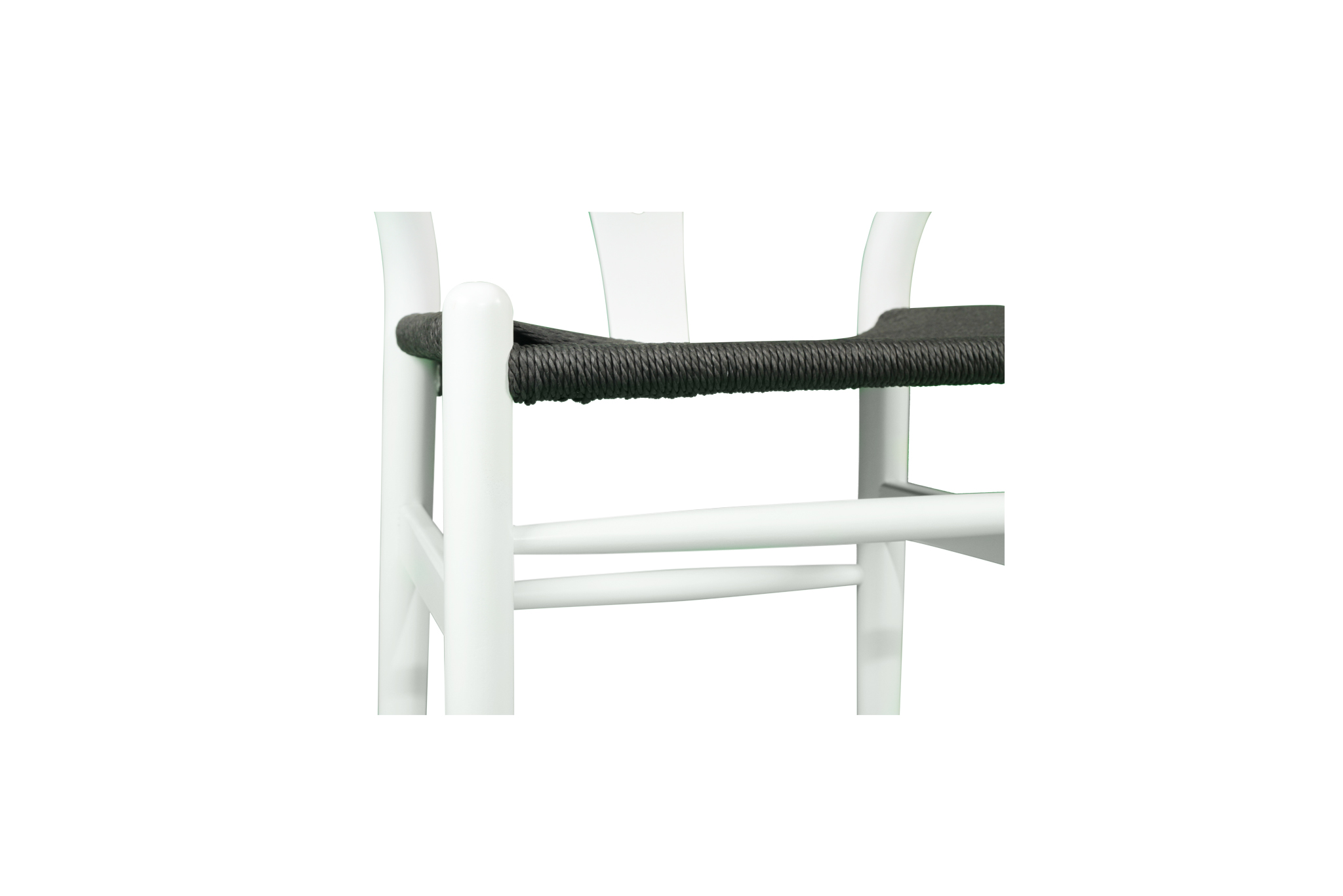 Wishbone Counter Stool - White with Charcoal Cord - Image 8