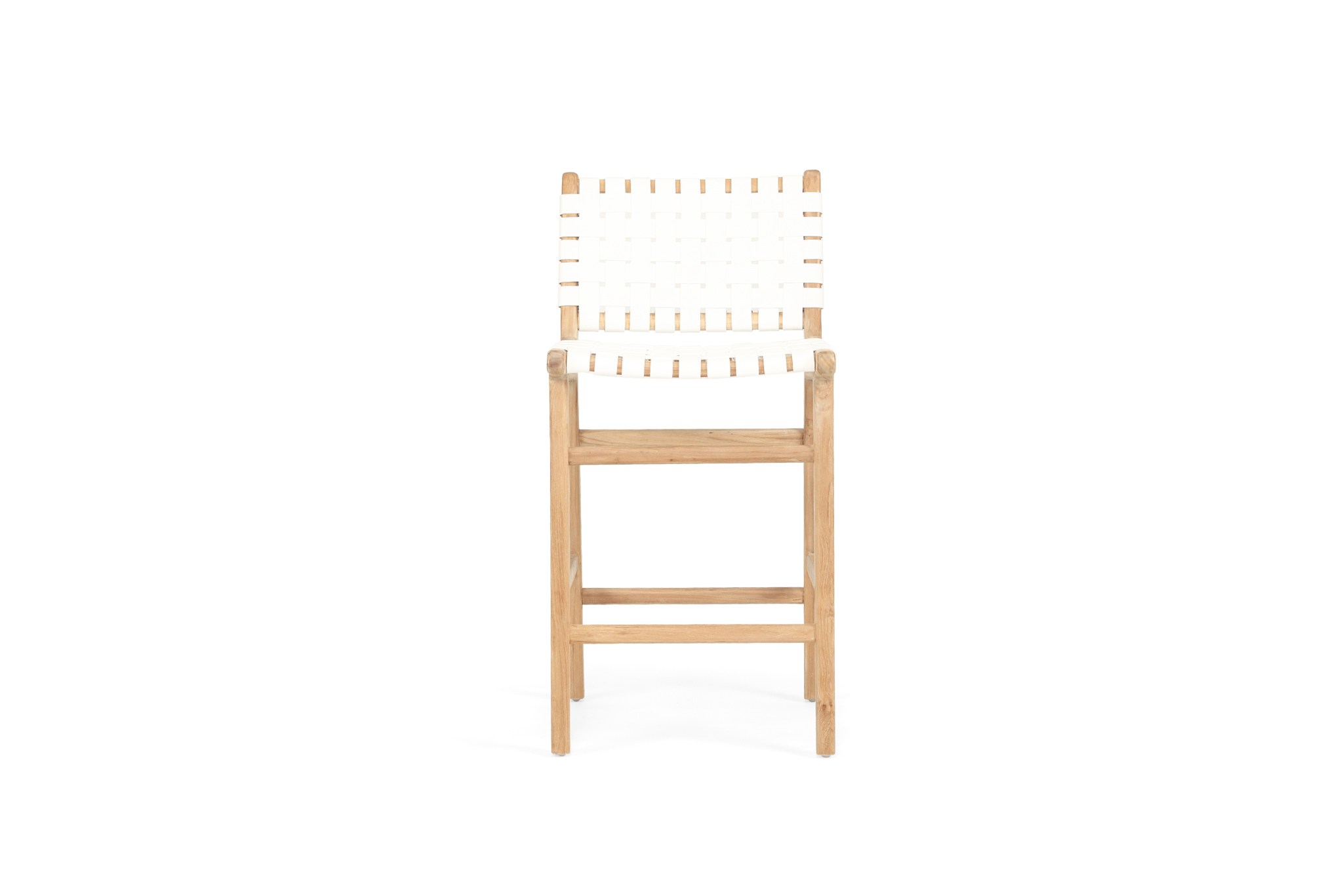 Pasadena Leather Counter Stool - White - Woven - Image 2
