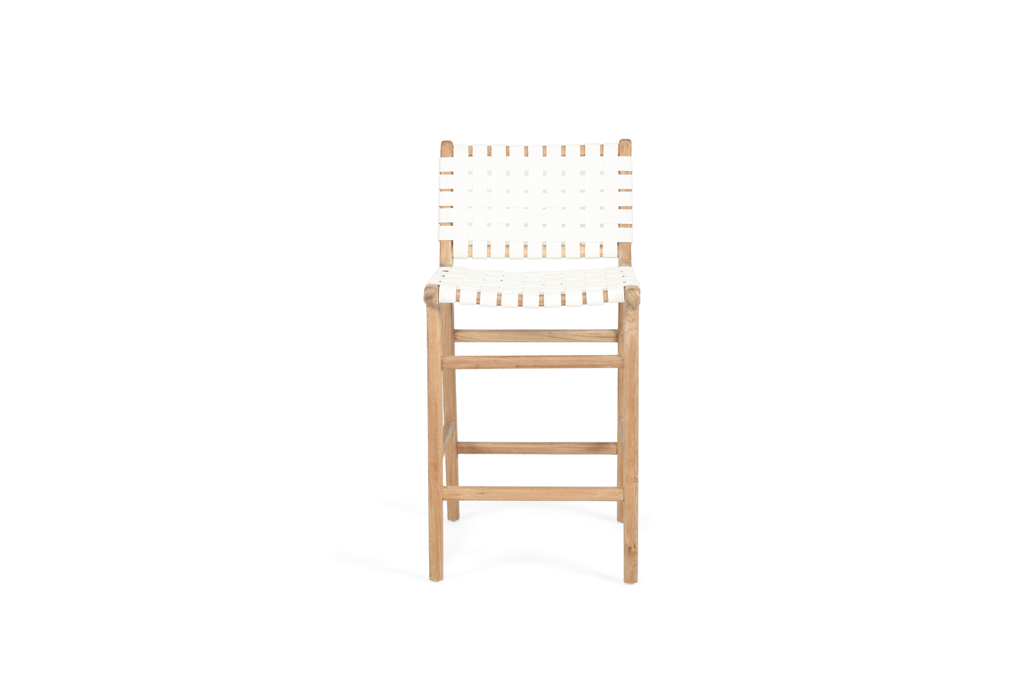 Pasadena Leather Counter Stool - White - Woven - Image 3