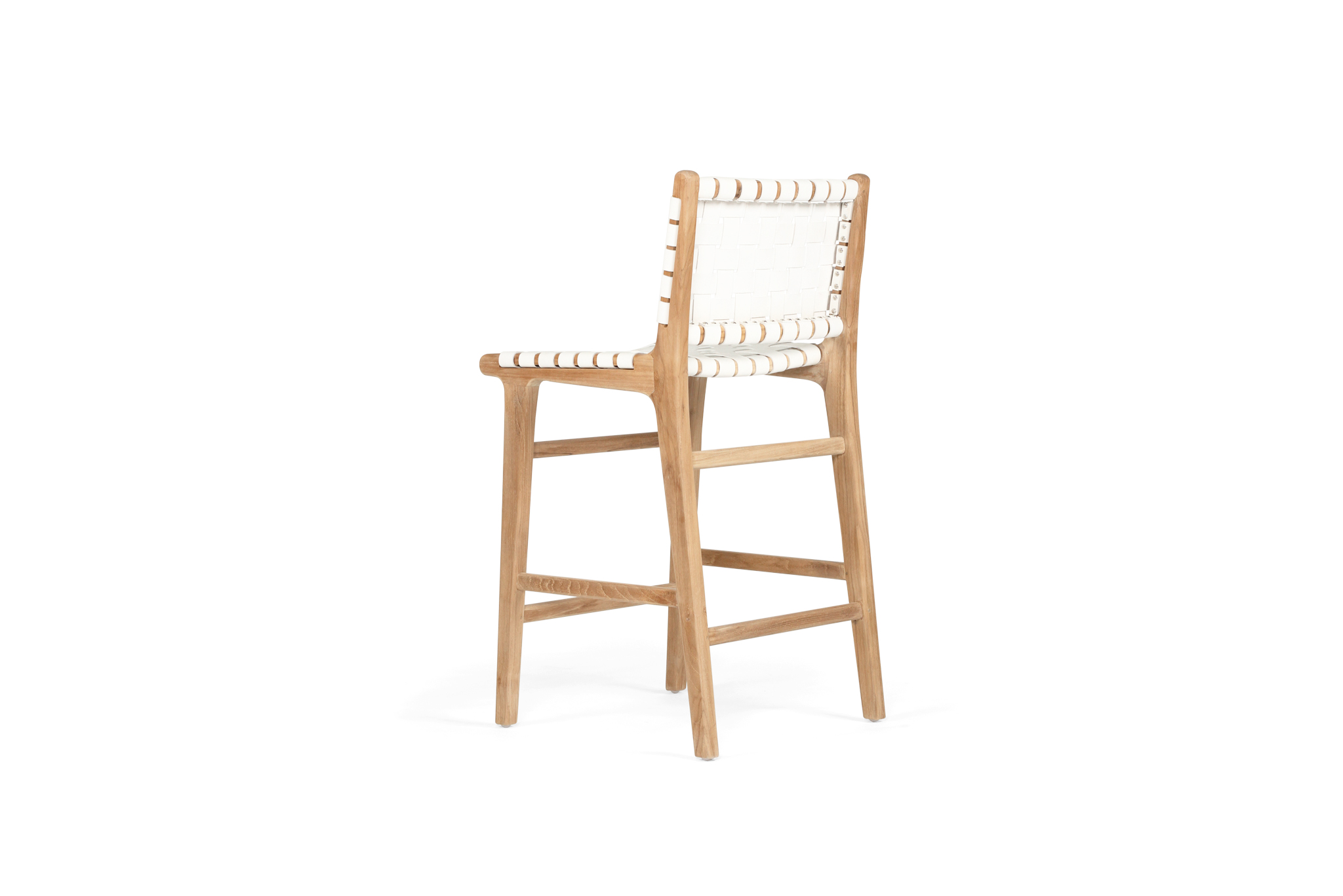 Pasadena Leather Counter Stool - White - Woven - Image 5