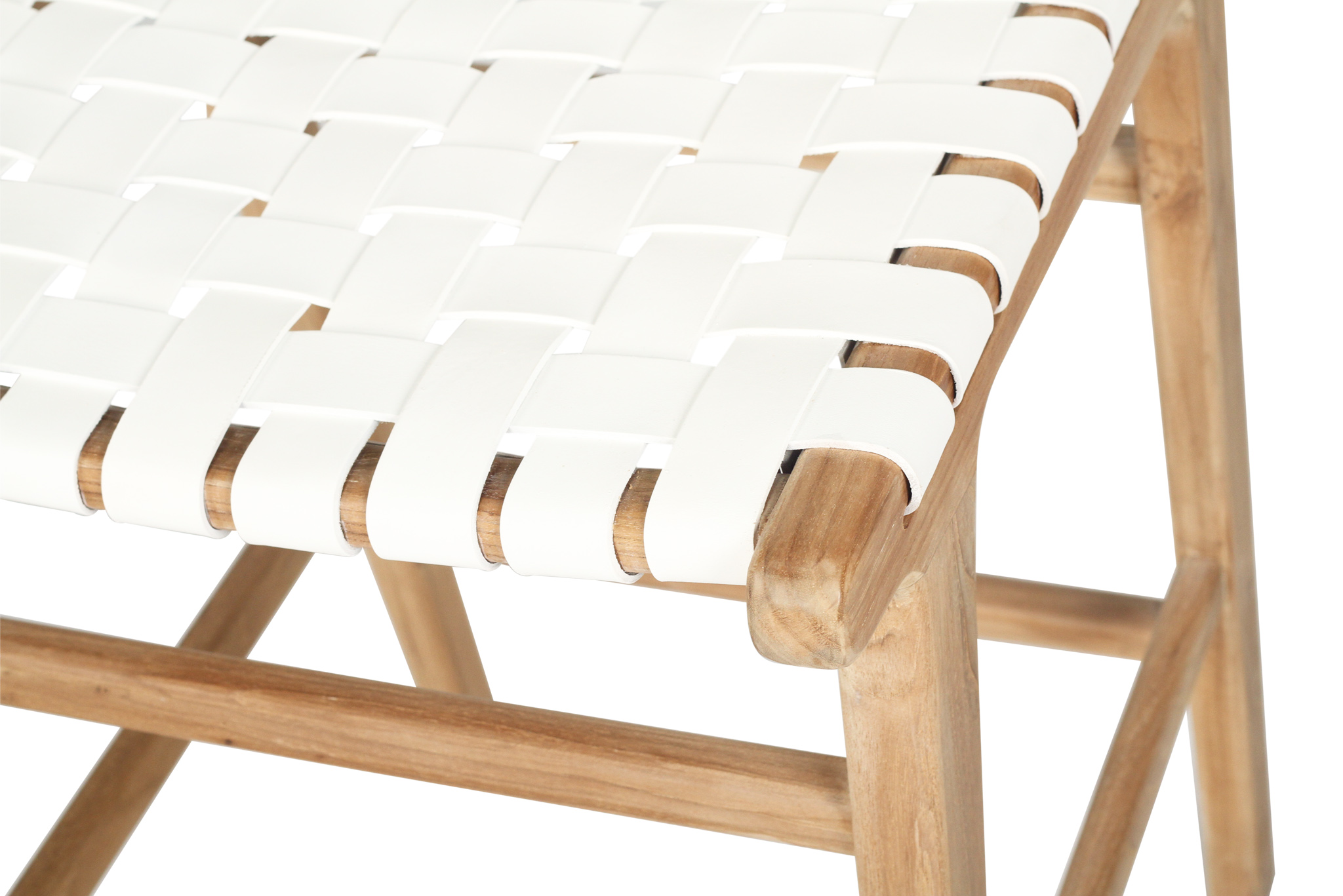 Pasadena Leather Counter Stool - White - Woven - Image 7