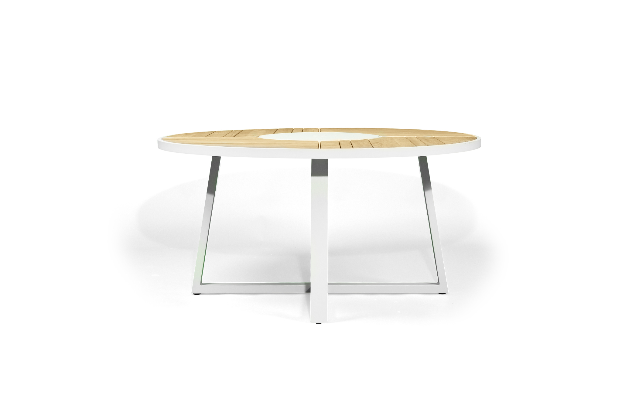 Watego Outdoor Round Dining Table - 1.6m - White Pearl Powder Coated Legs