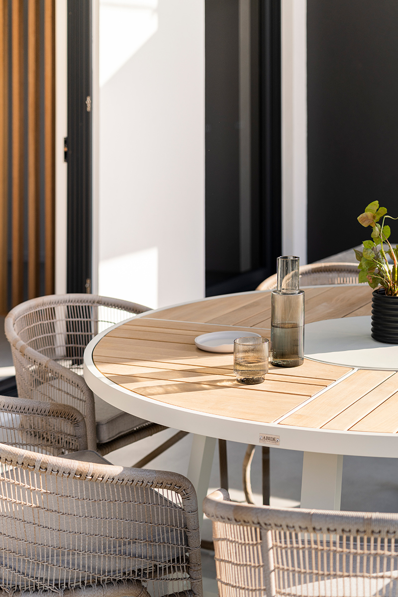 Watego Outdoor Round Dining Table - 1.6m - White Pearl Powder Coated Legs - Image 12
