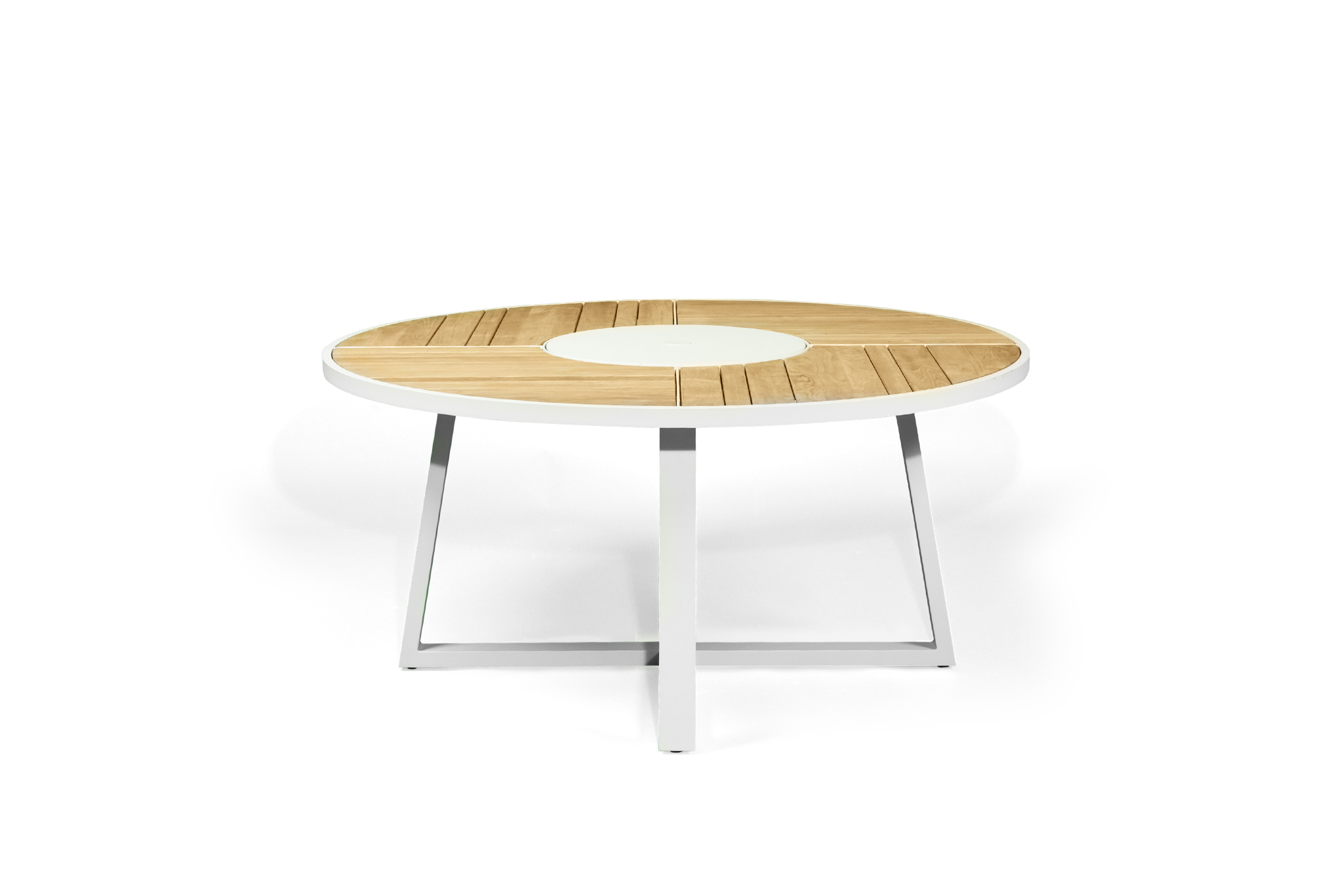 Watego Outdoor Round Dining Table - 1.6m - White Pearl Powder Coated Legs - Image 3