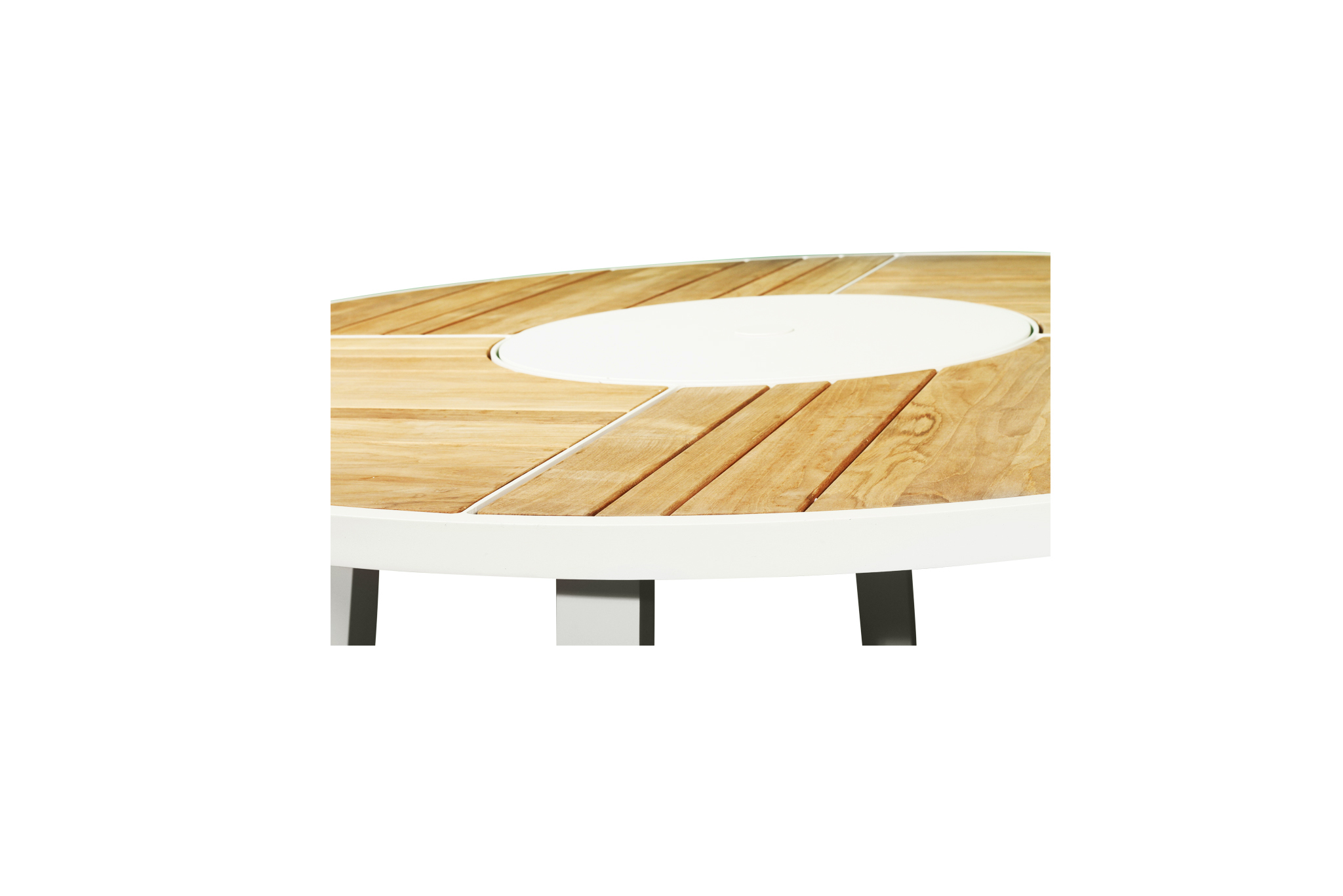 Watego Outdoor Round Dining Table - 1.6m - White Pearl Powder Coated Legs - Image 5