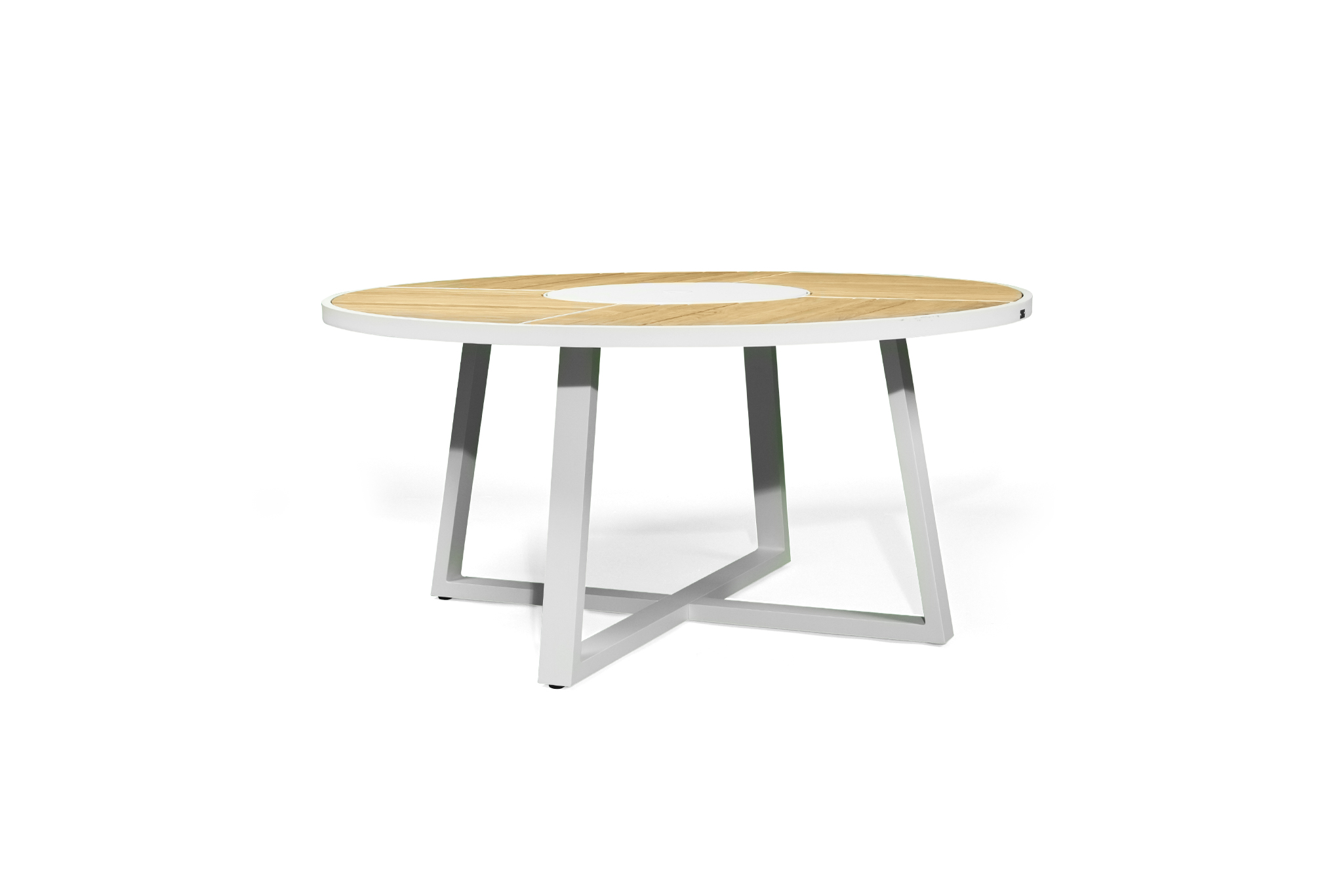 Watego Outdoor Round Dining Table - 1.6m - White Pearl Powder Coated Legs - Image 9