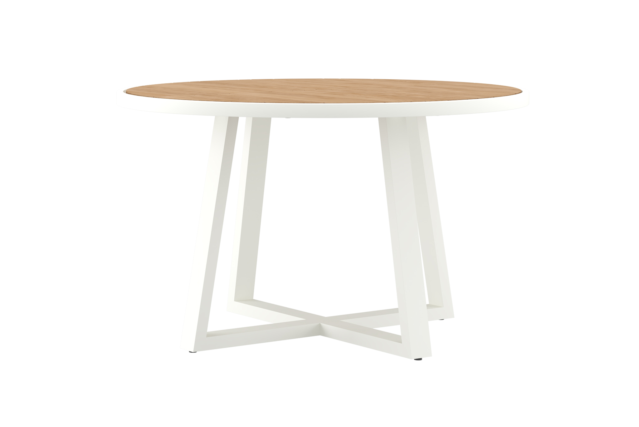 Watego Outdoor Round Dining Table - 1.25m - White Pearl Powder Coated Legs