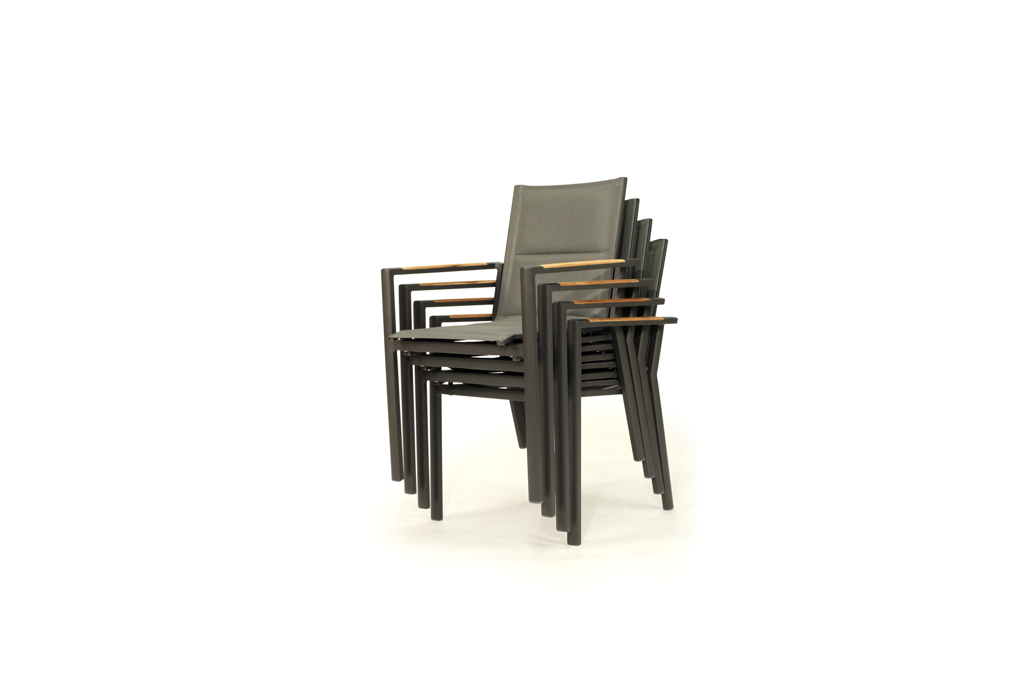 Roberto Stackable Outdoor Dining Chair - Asteroid Black (Charcoal) - Set of 4
